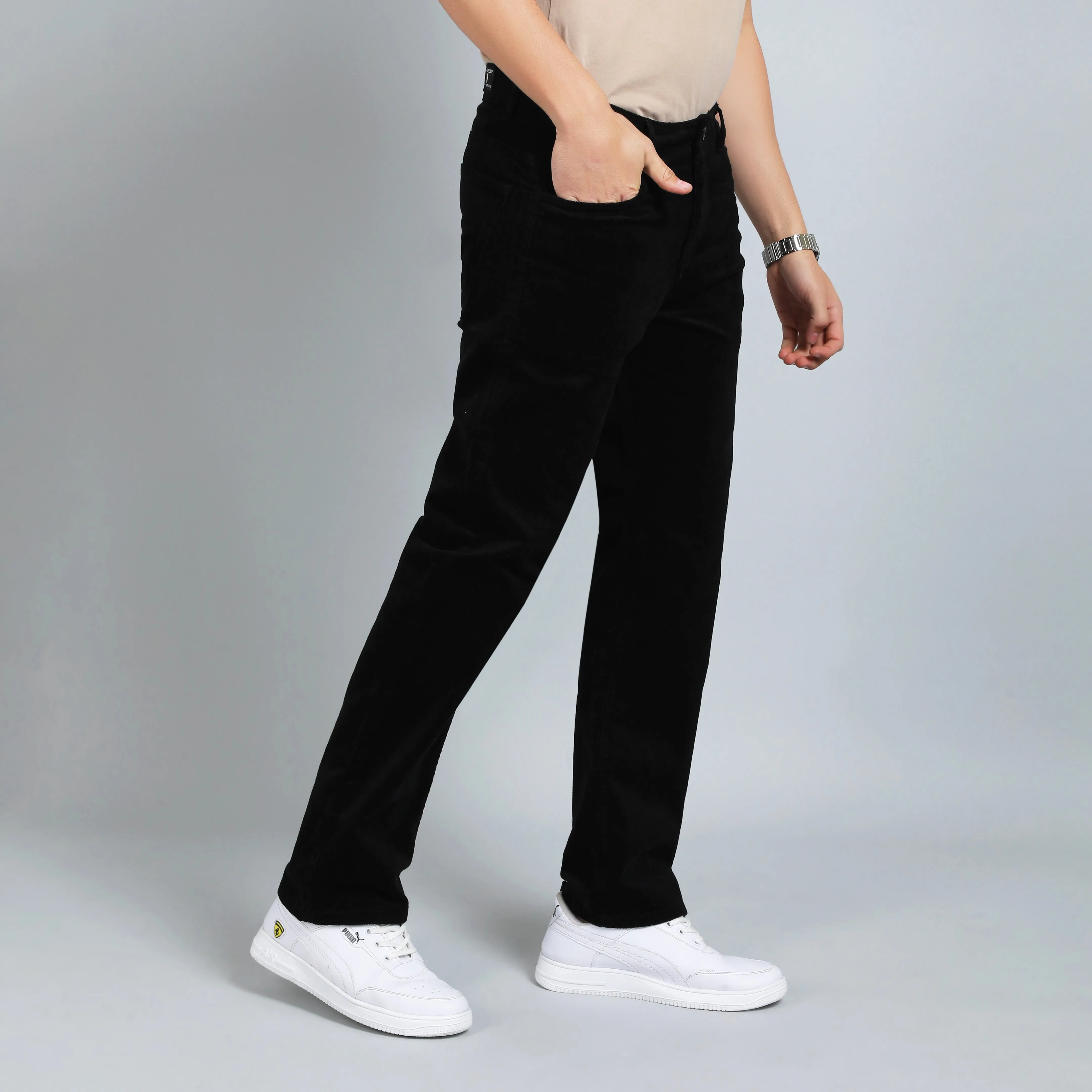 OYSTER BLACK CORDUROY PANTS
