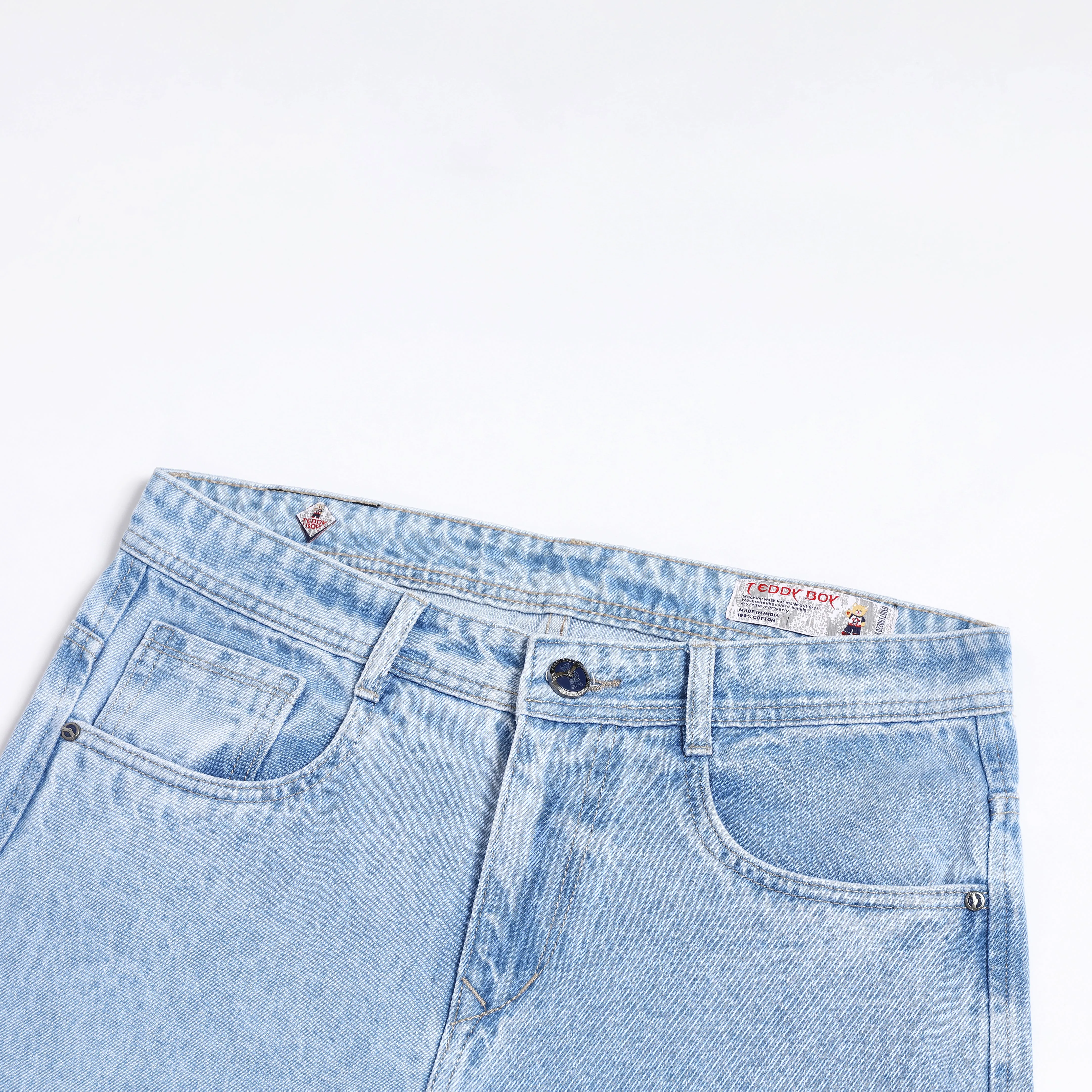 ICE BLUE BAGGY FIT JEAN TEDDY