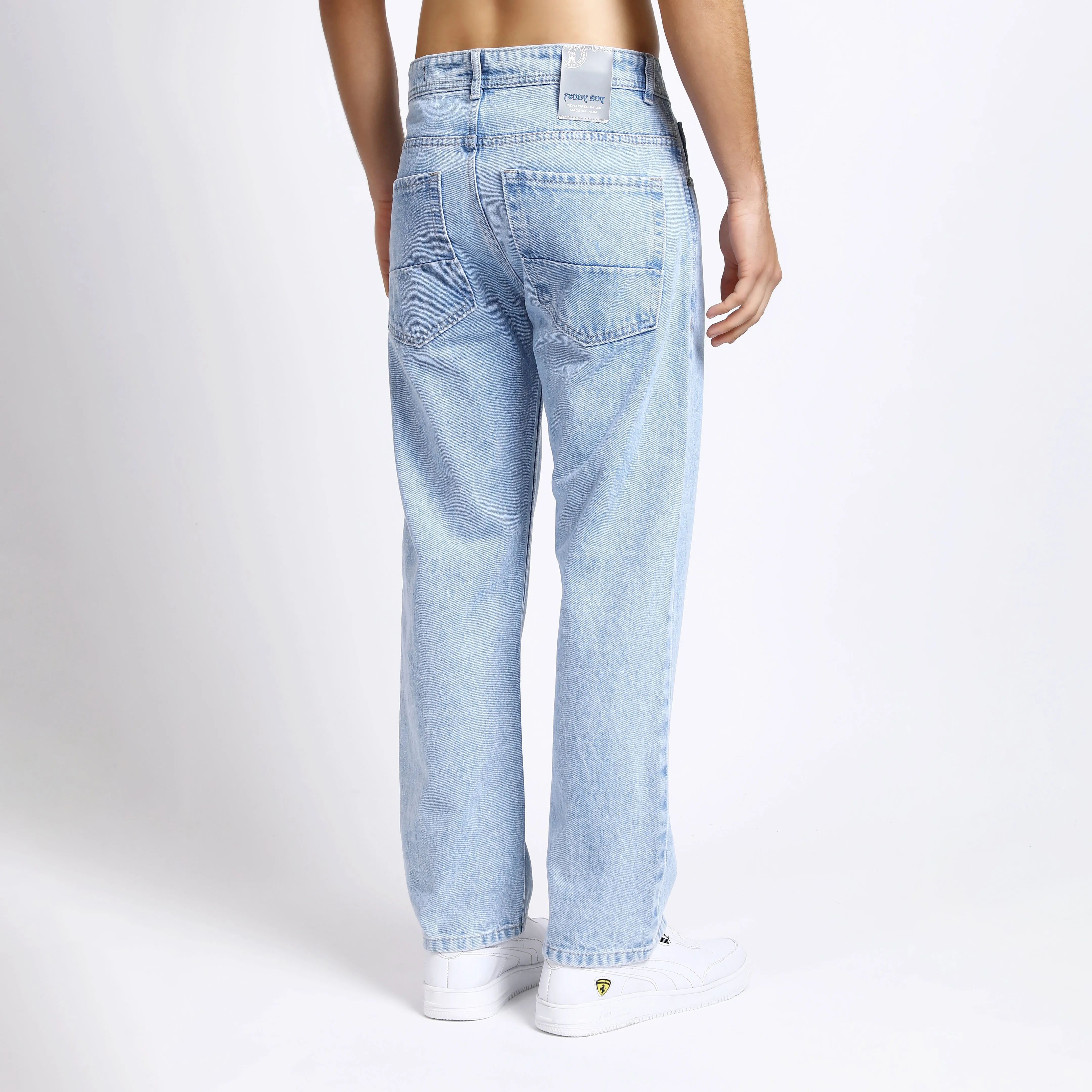 ICE BLUE BAGGY FIT JEAN TEDDY