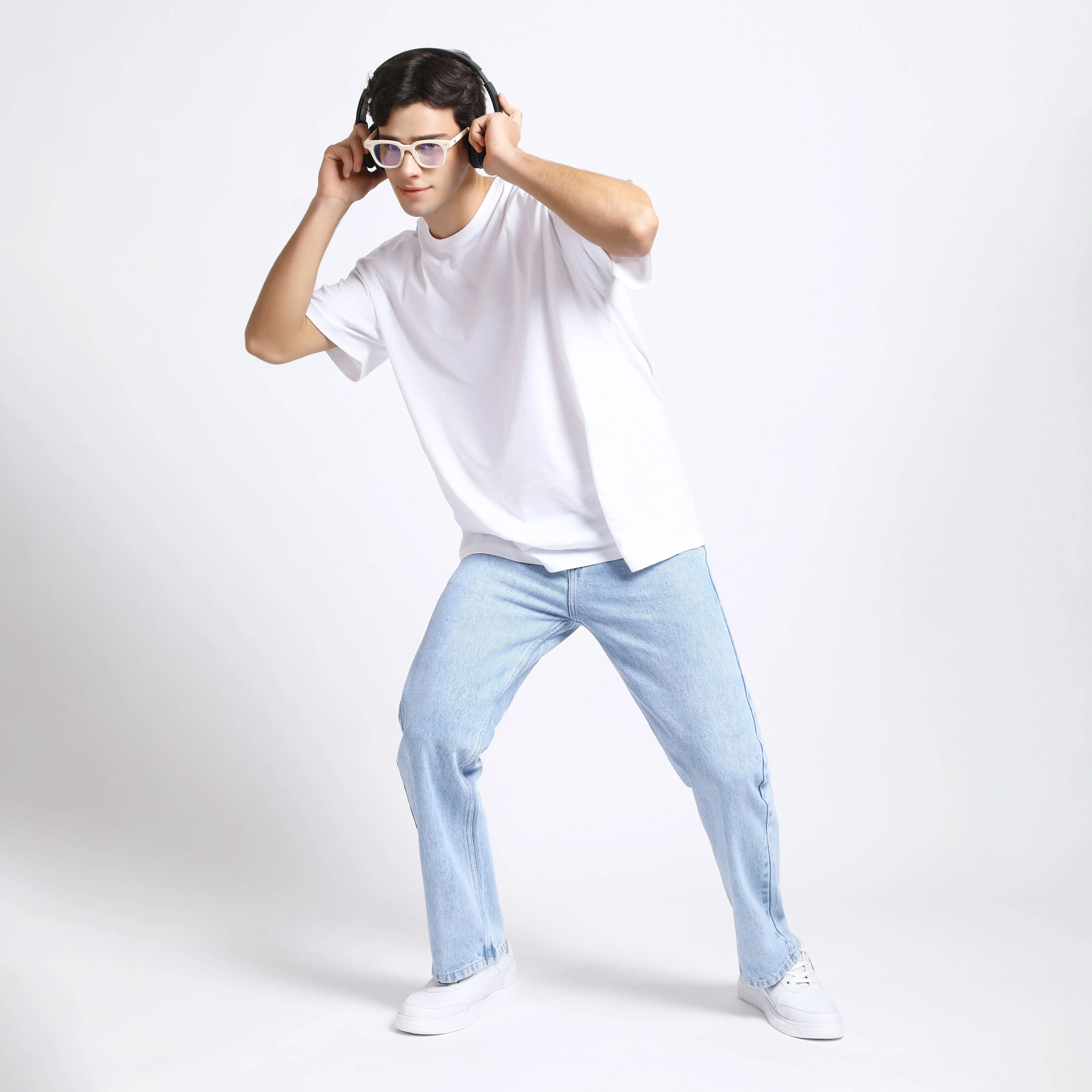 ICE BLUE BAGGY FIT JEAN TEDDY