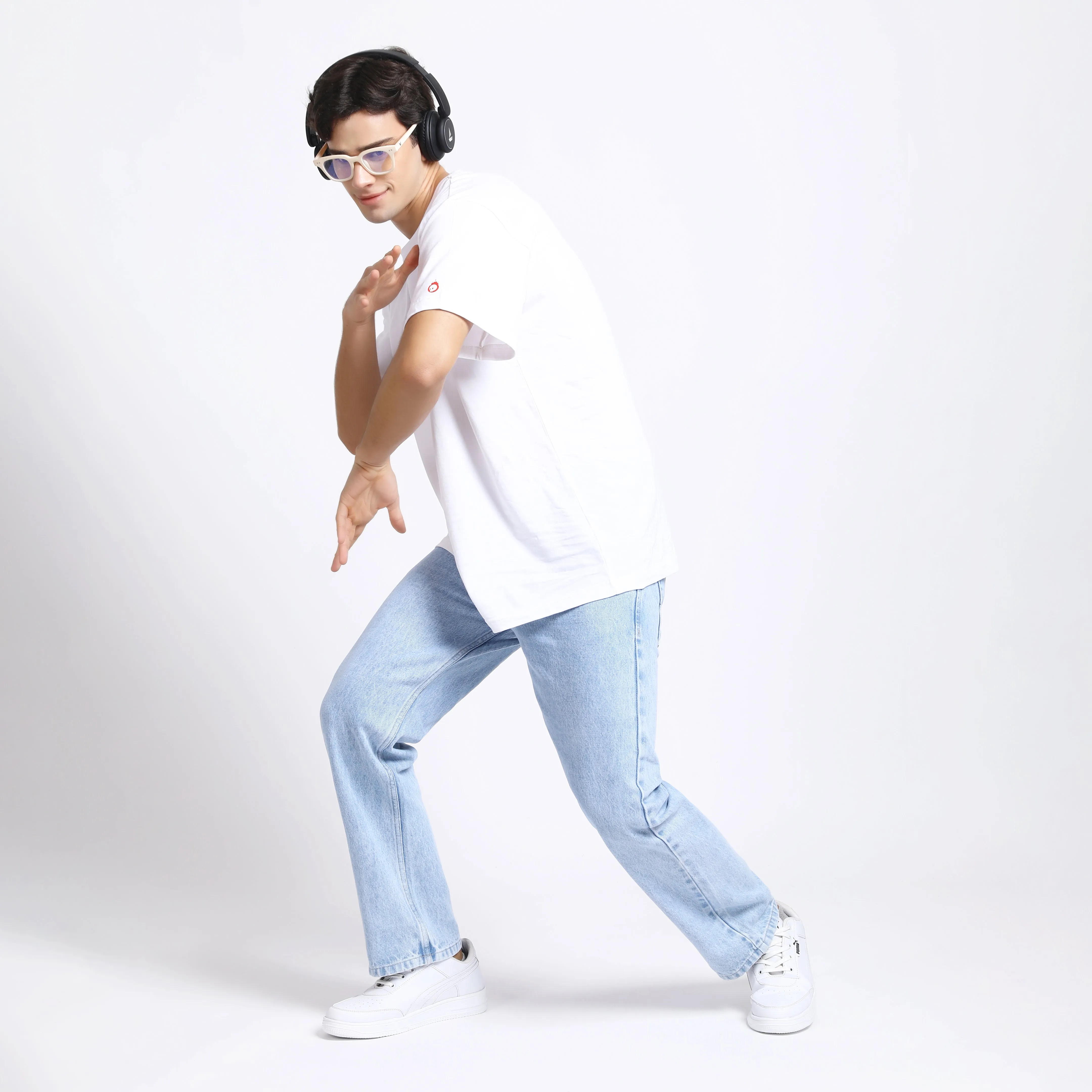 ICE BLUE BAGGY FIT JEAN TEDDY