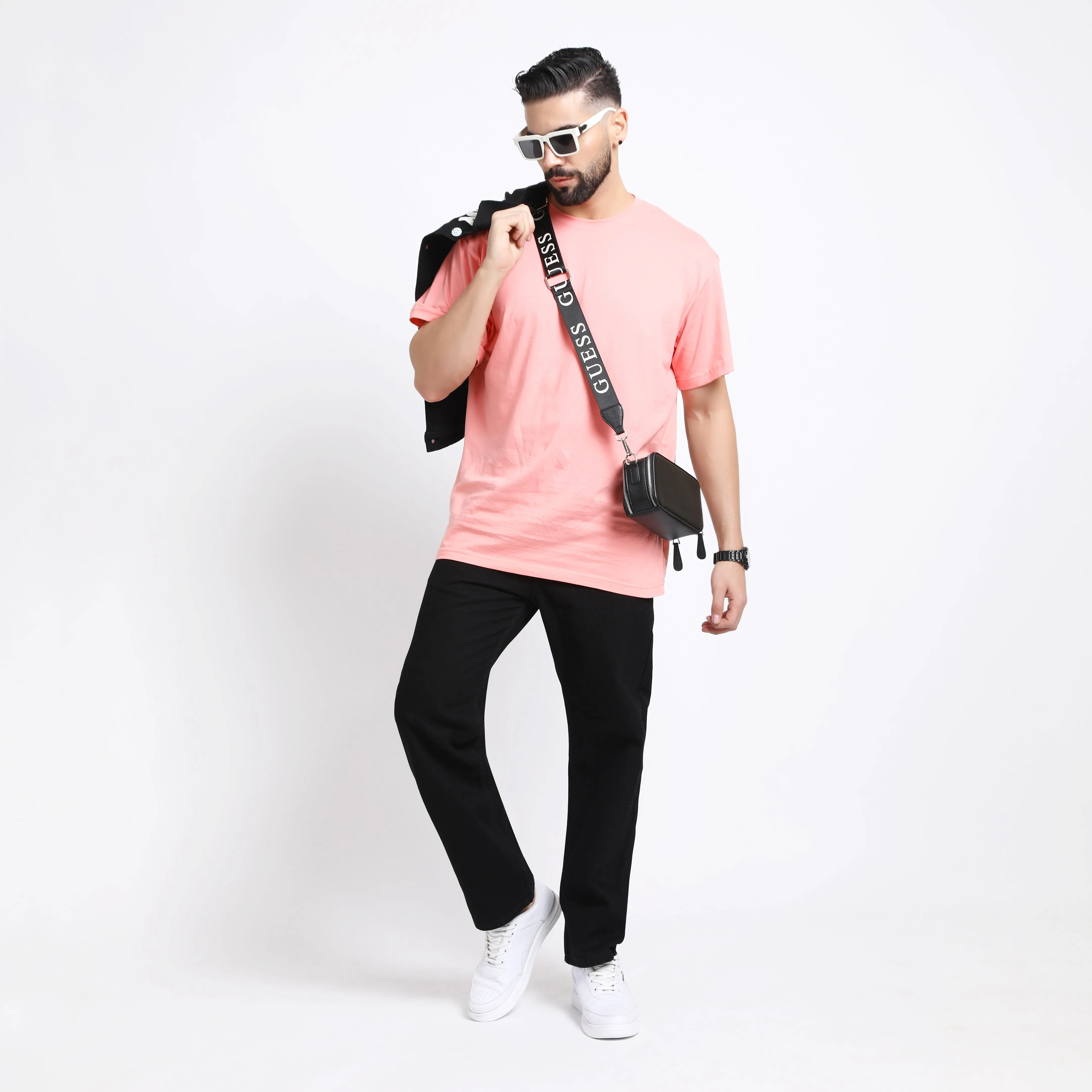 BLACK BAGGY FIT JEAN TEDDY