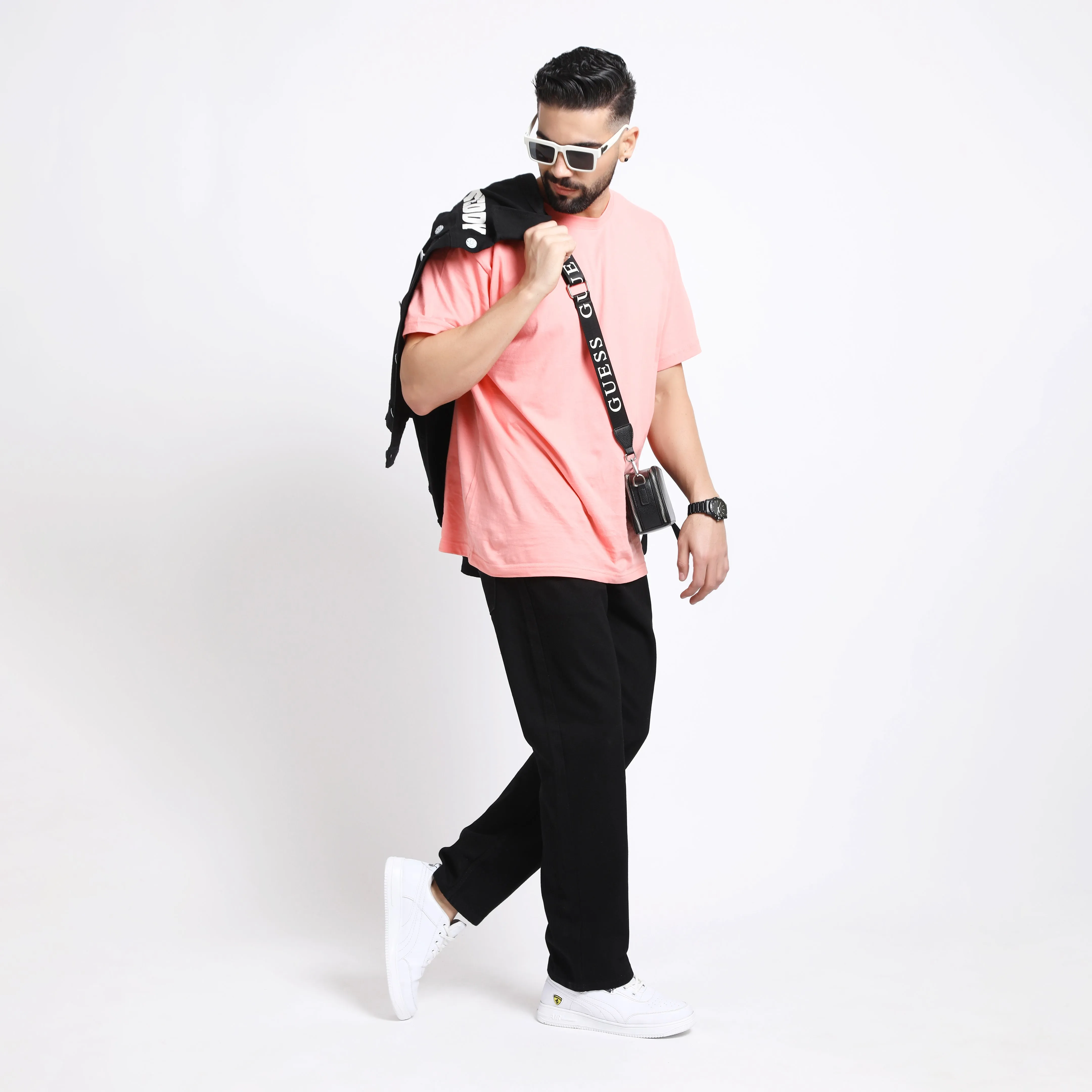 BLACK BAGGY FIT JEAN TEDDY