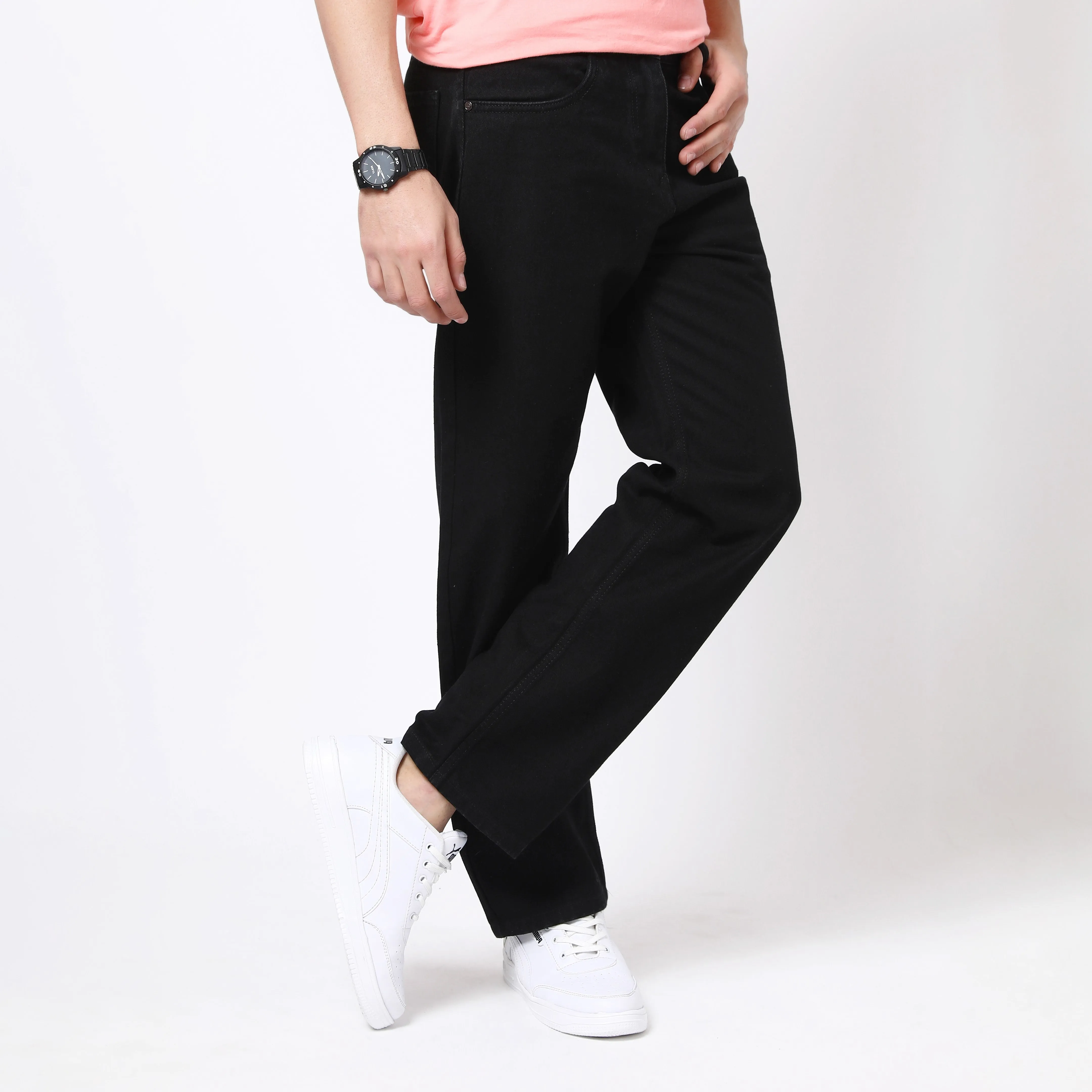 BLACK BAGGY FIT JEAN TEDDY