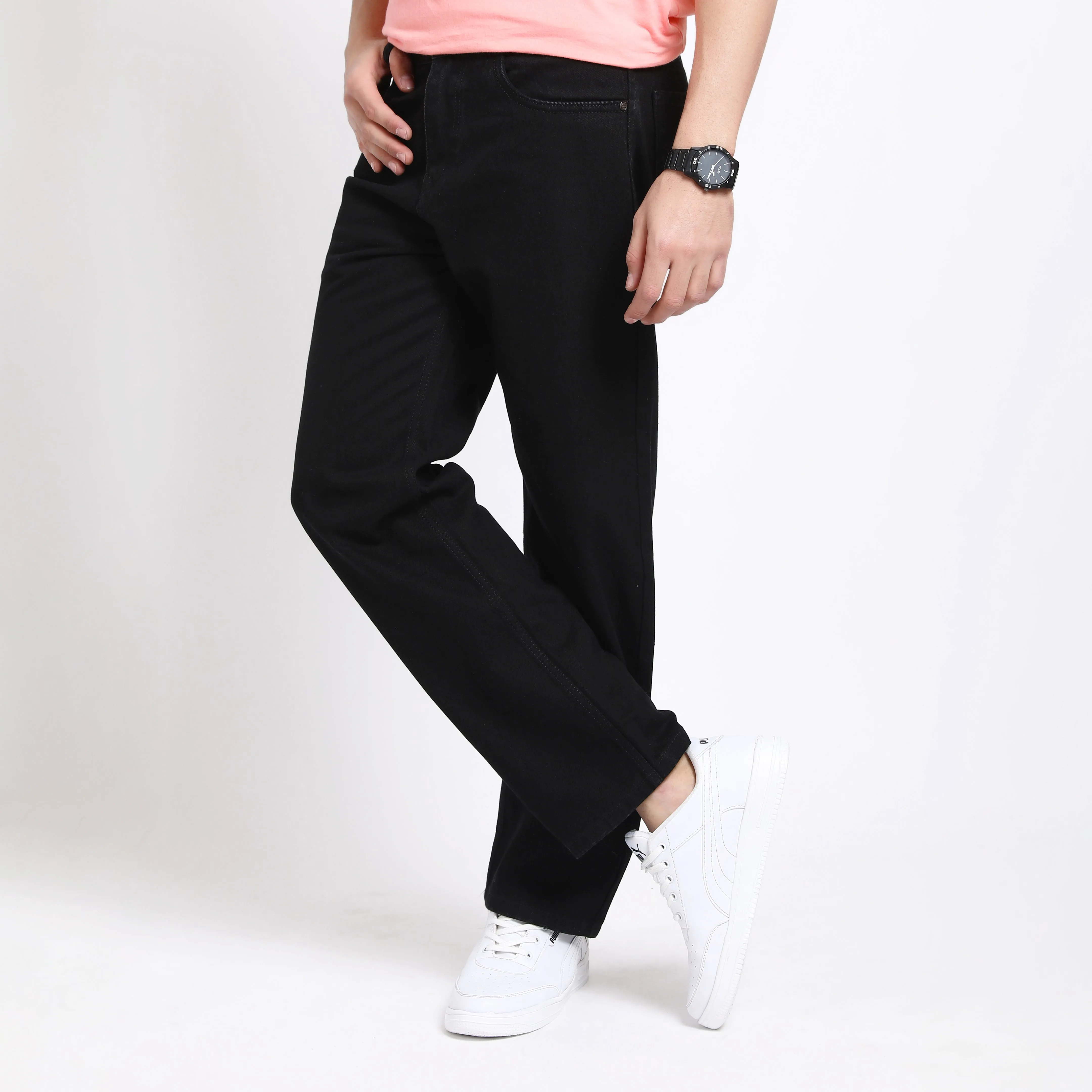 BLACK BAGGY FIT JEAN TEDDY