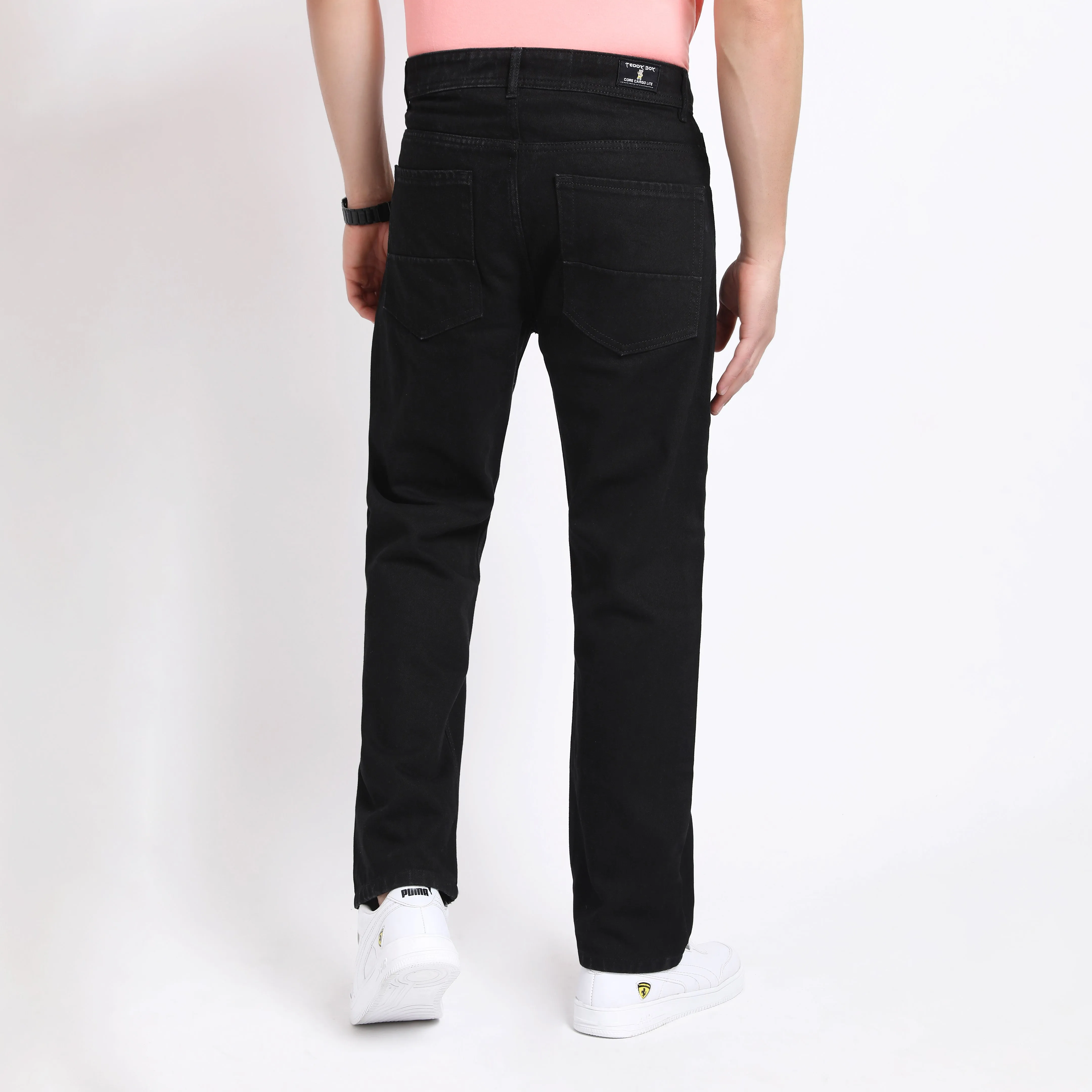 BLACK BAGGY FIT JEAN TEDDY