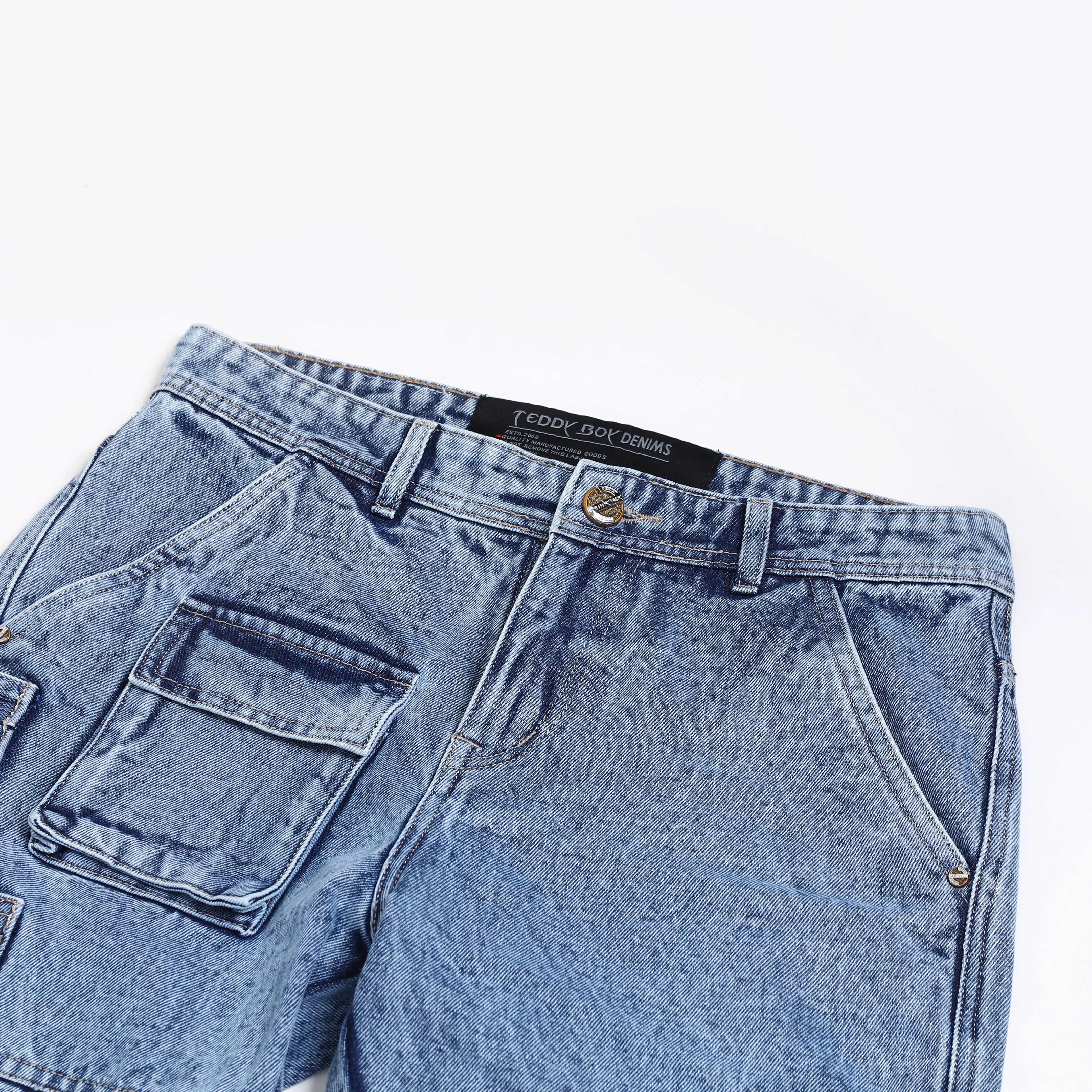 CARGO LIGHT BLUE BAGGY FIT JEANS TEDDY