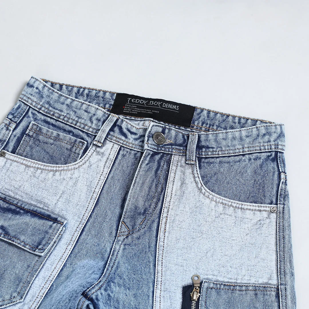 CARGO BLUE RISE BAGGY FIT JEAN TEDDY