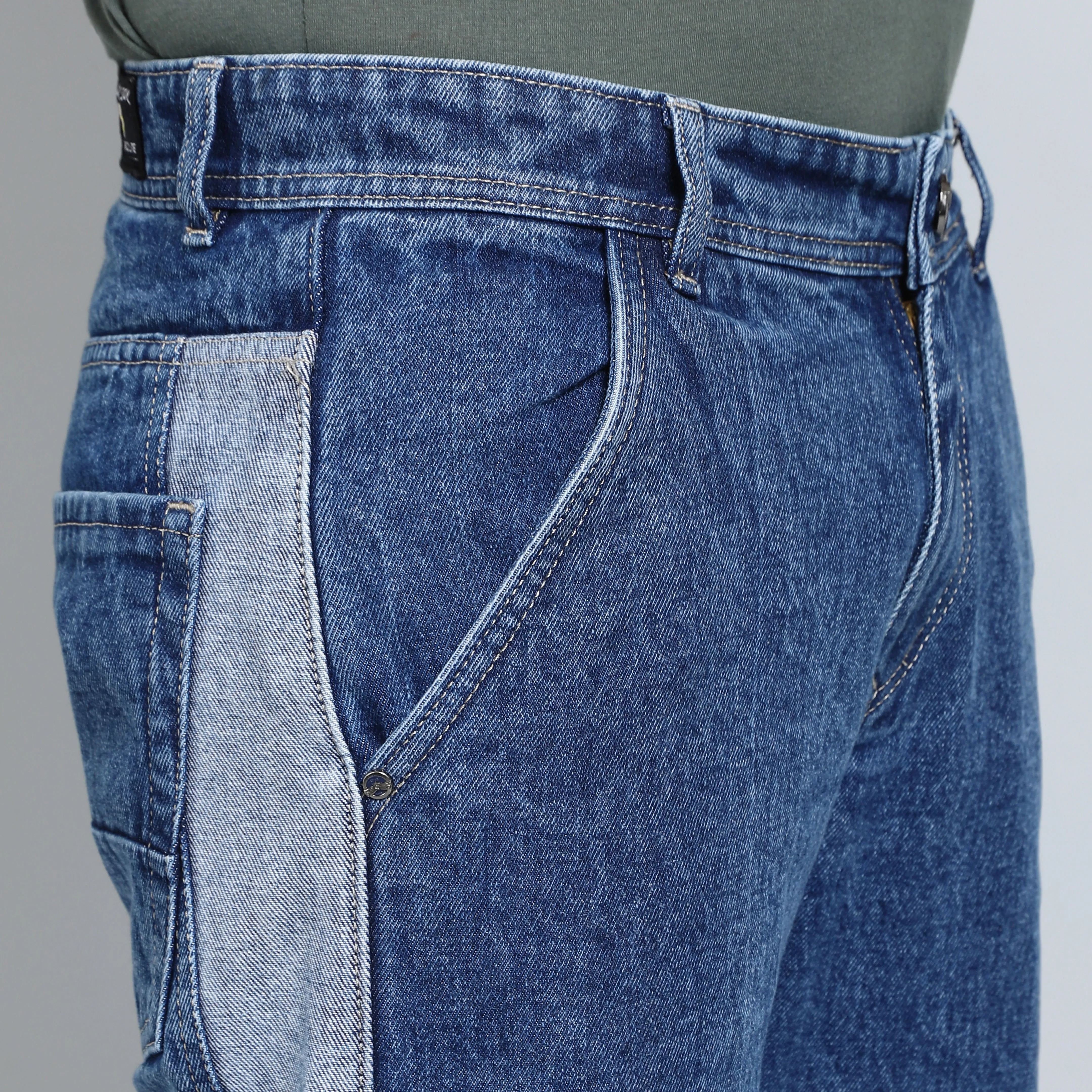 BLUE BAGGY FIT JEAN TEDDY