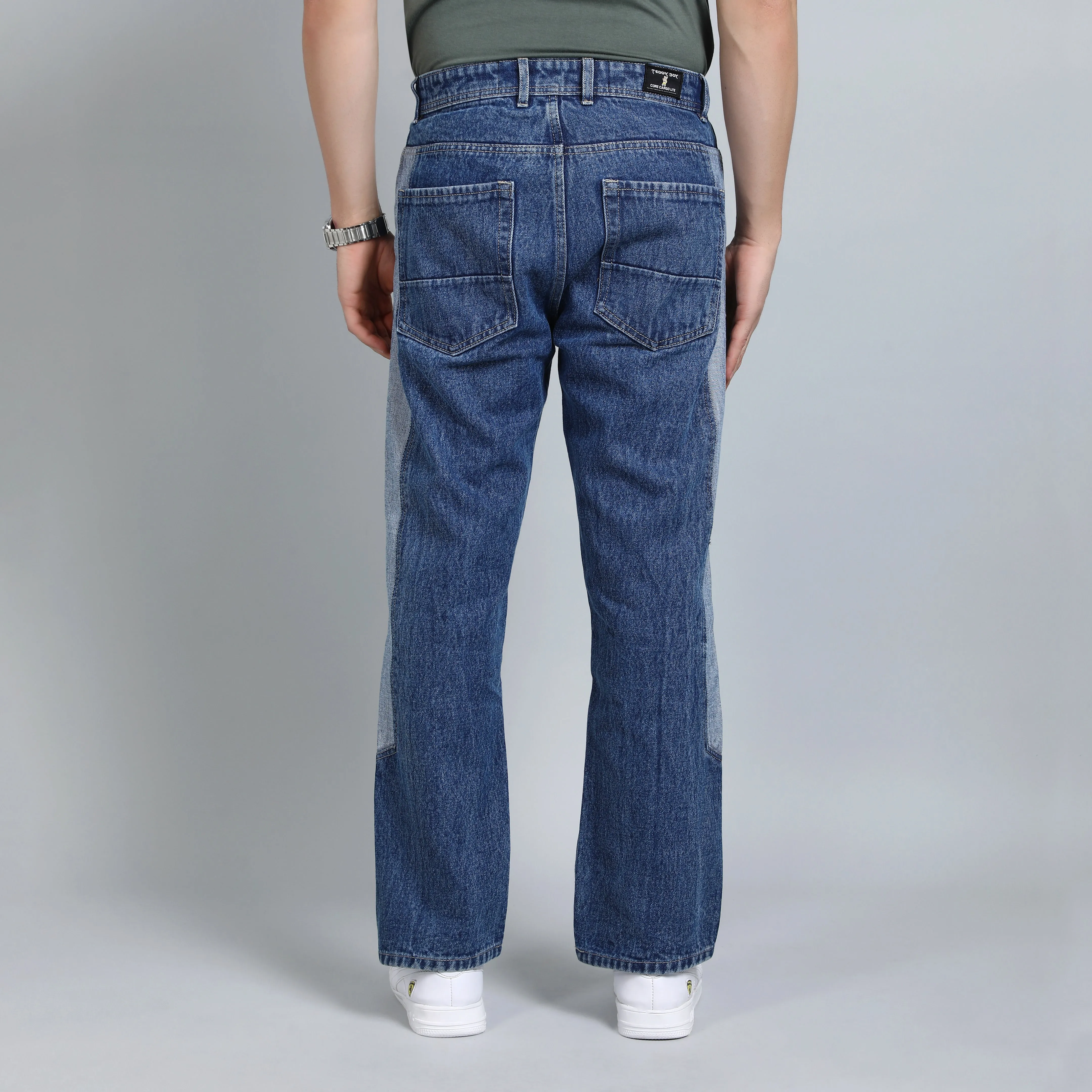BLUE BAGGY FIT JEAN TEDDY
