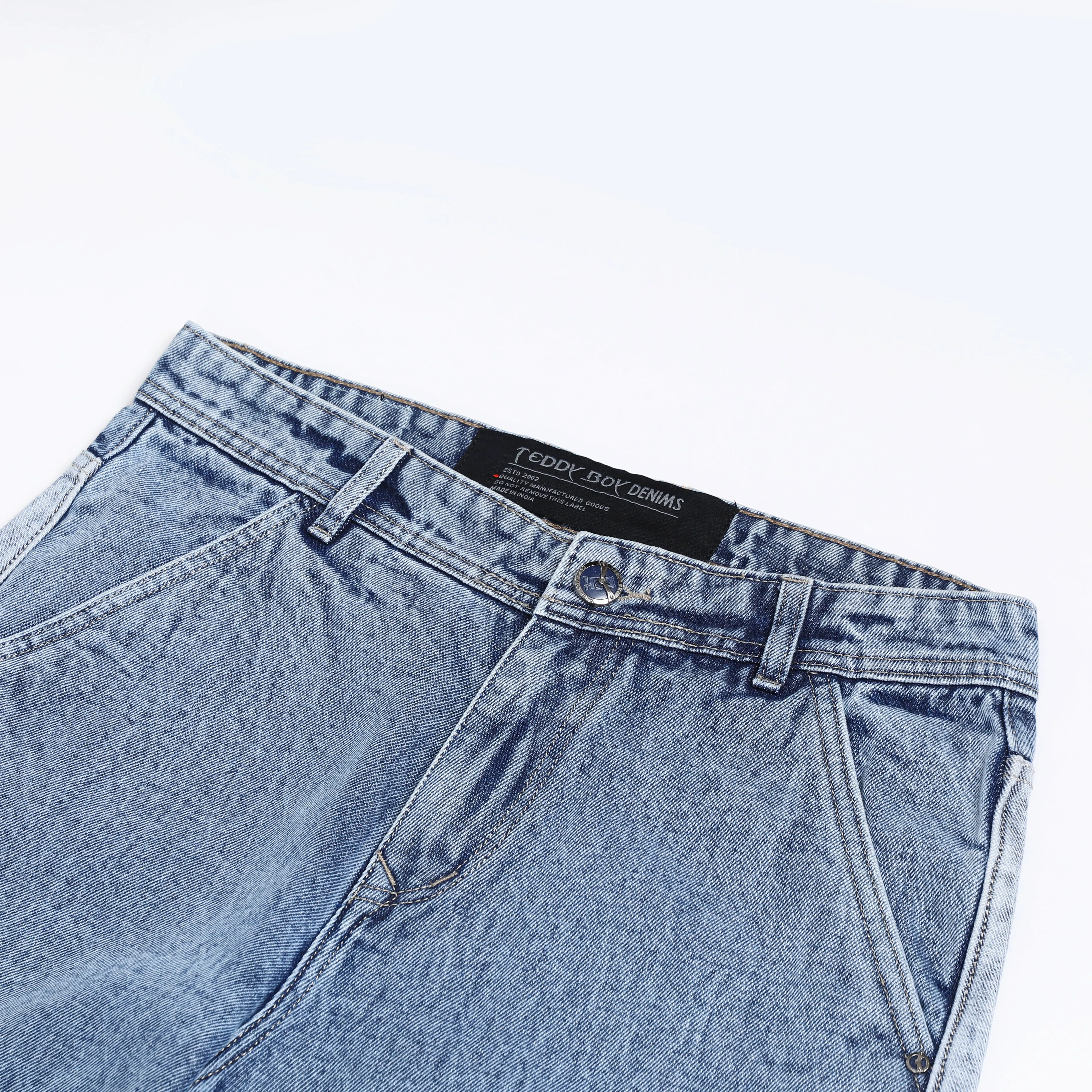 MID BLUE BAGGY FIT JEAN TEDDY