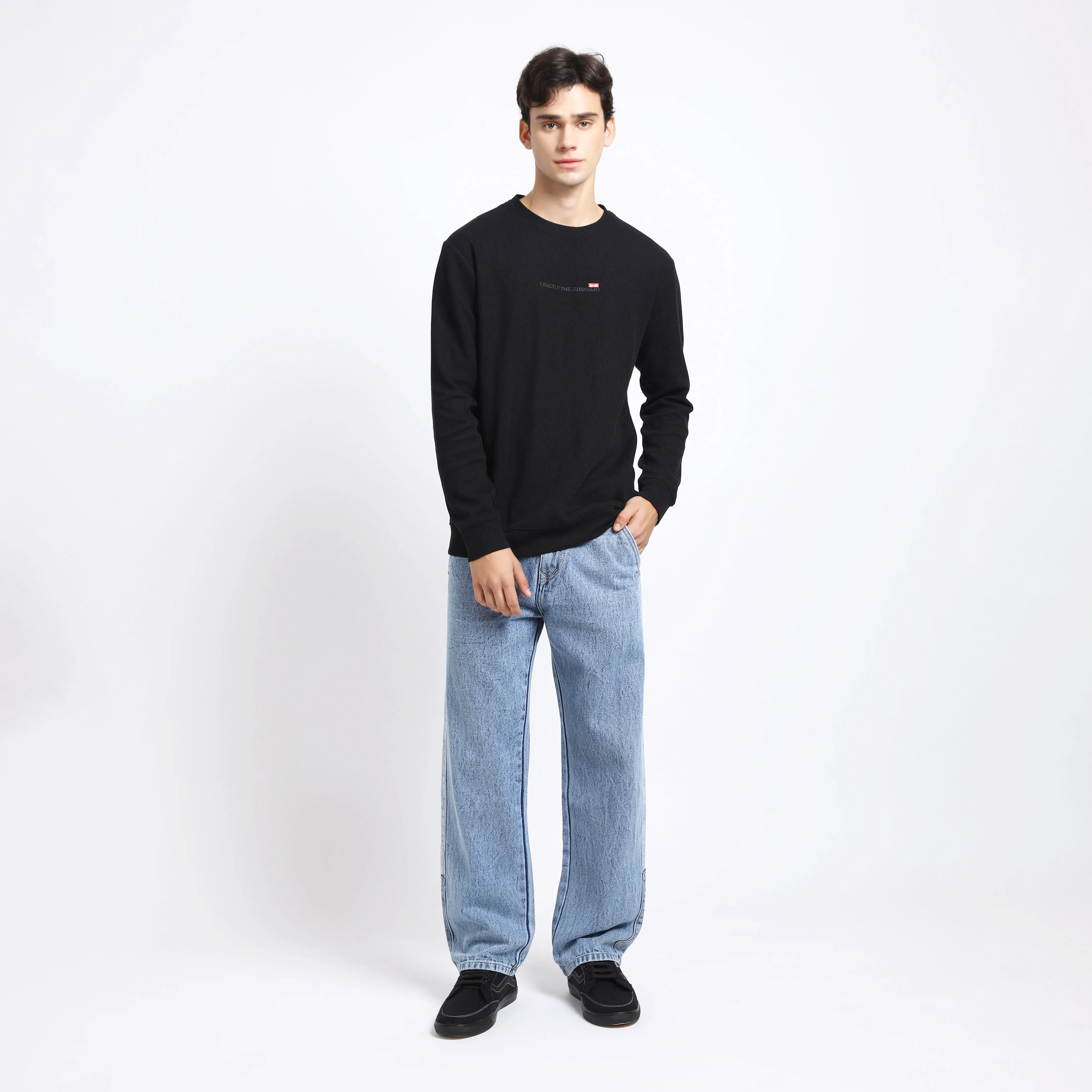 MID BLUE BAGGY FIT JEAN TEDDY