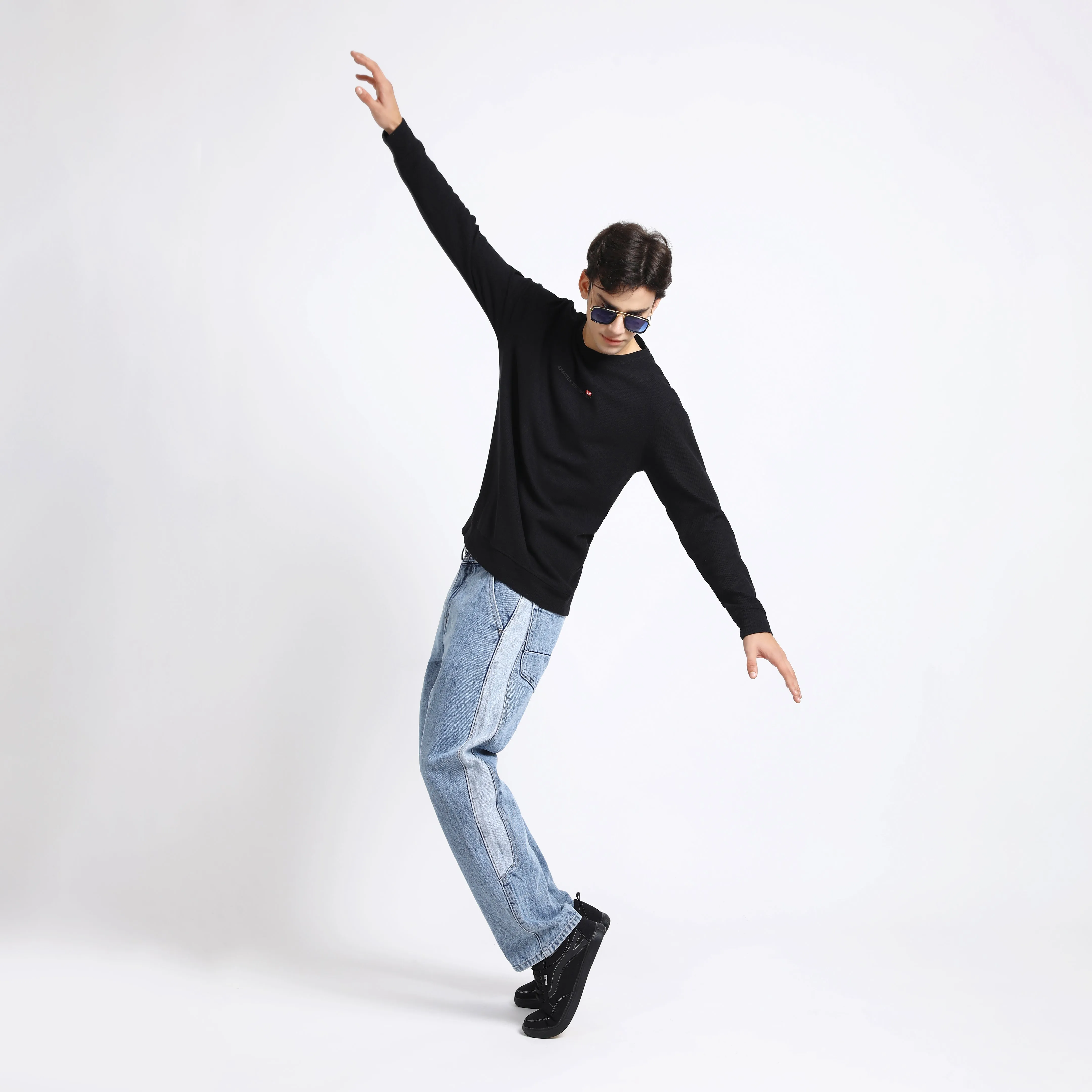 MID BLUE BAGGY FIT JEAN TEDDY