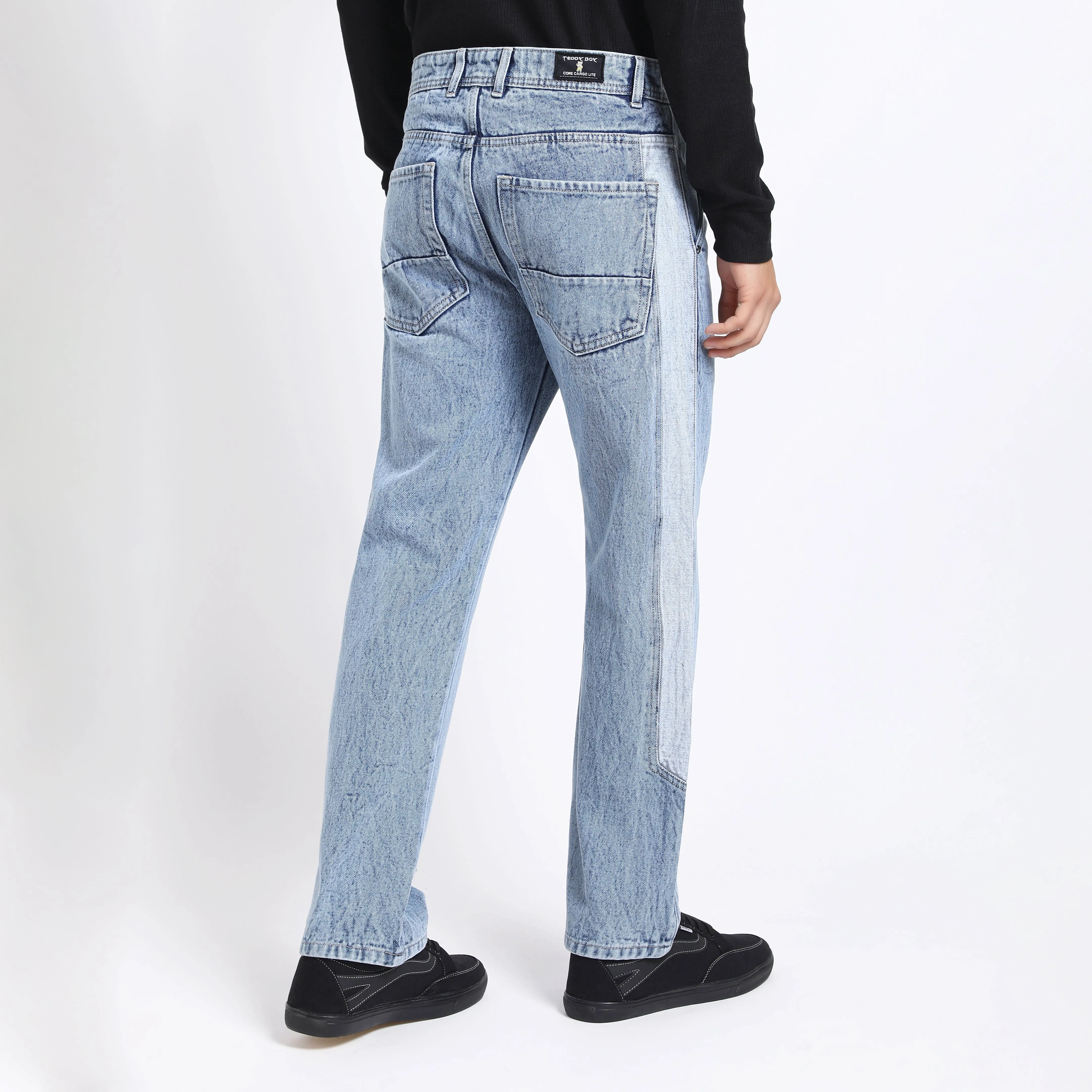 MID BLUE BAGGY FIT JEAN TEDDY