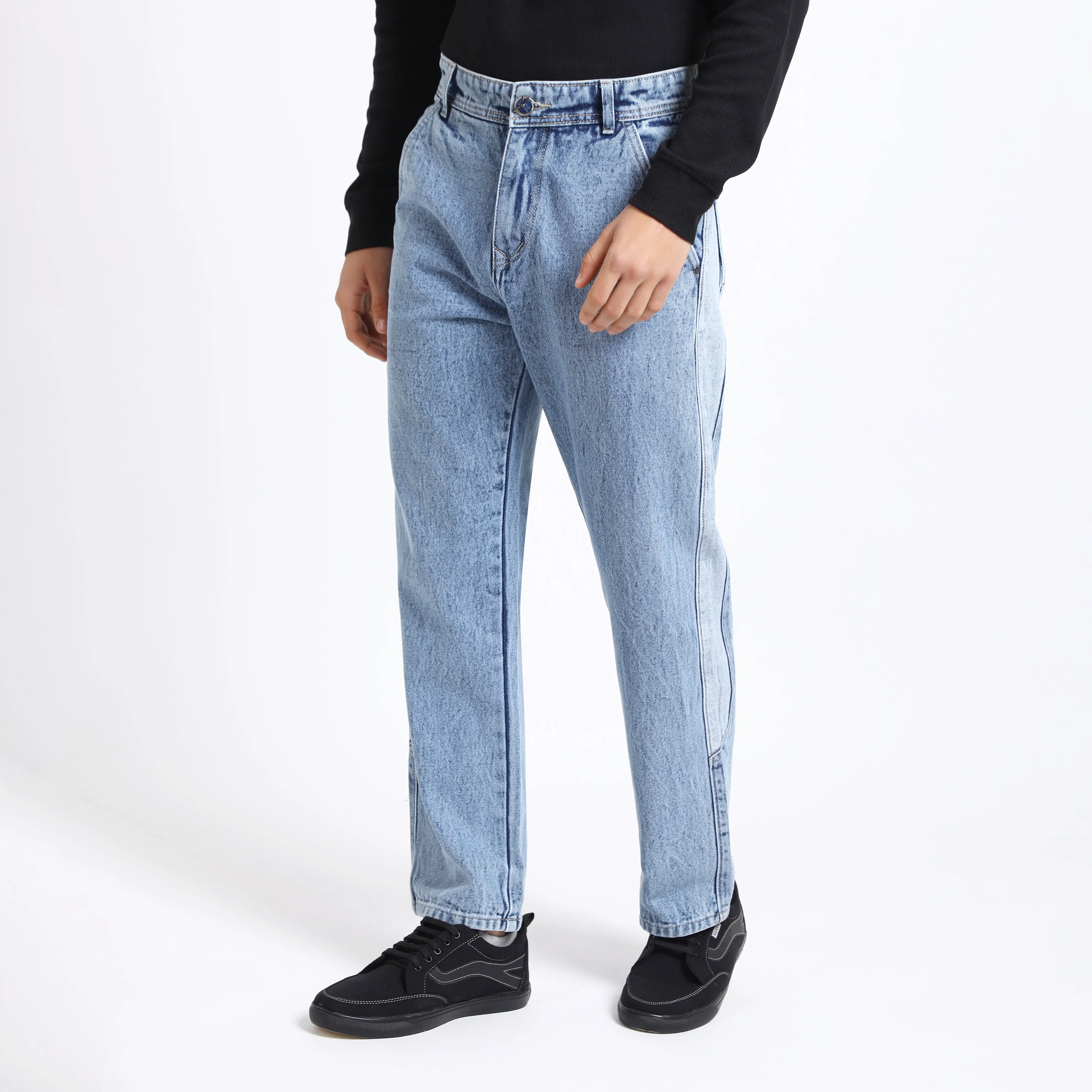MID BLUE BAGGY FIT JEAN TEDDY