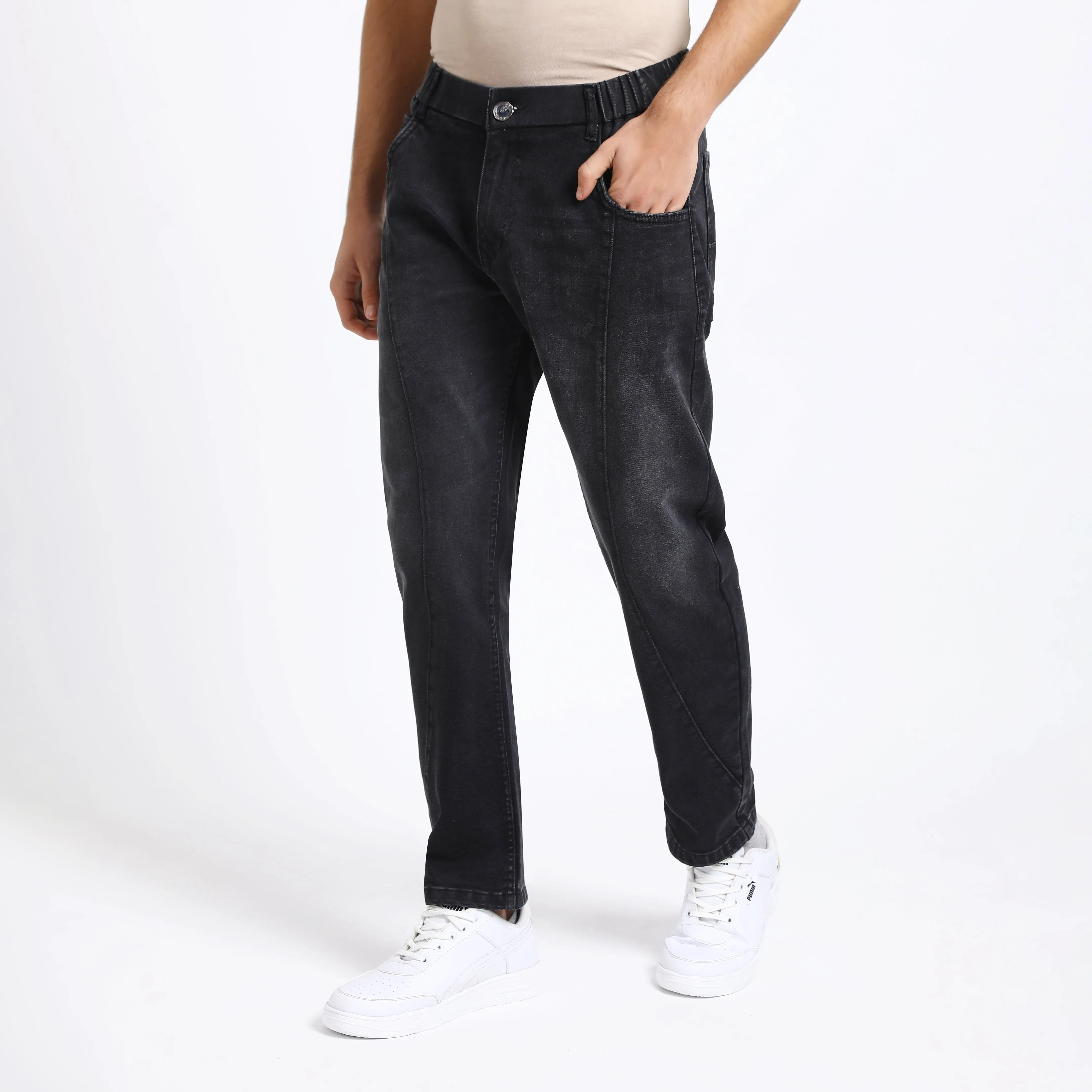 BLACK CARROT FIT JEAN TEDDY