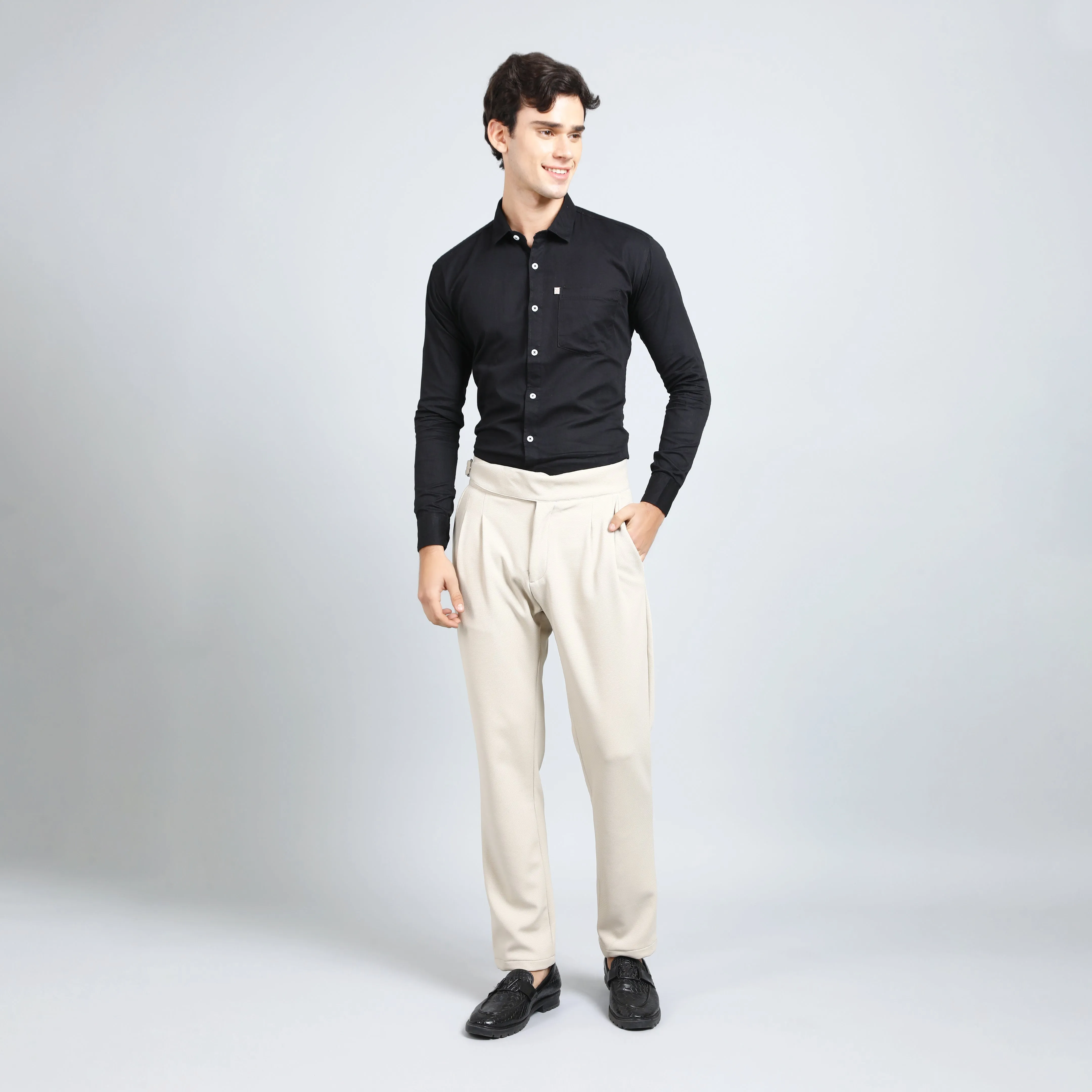 CANNOLI CREAM SLIM FIT GURKHA TROUSERS