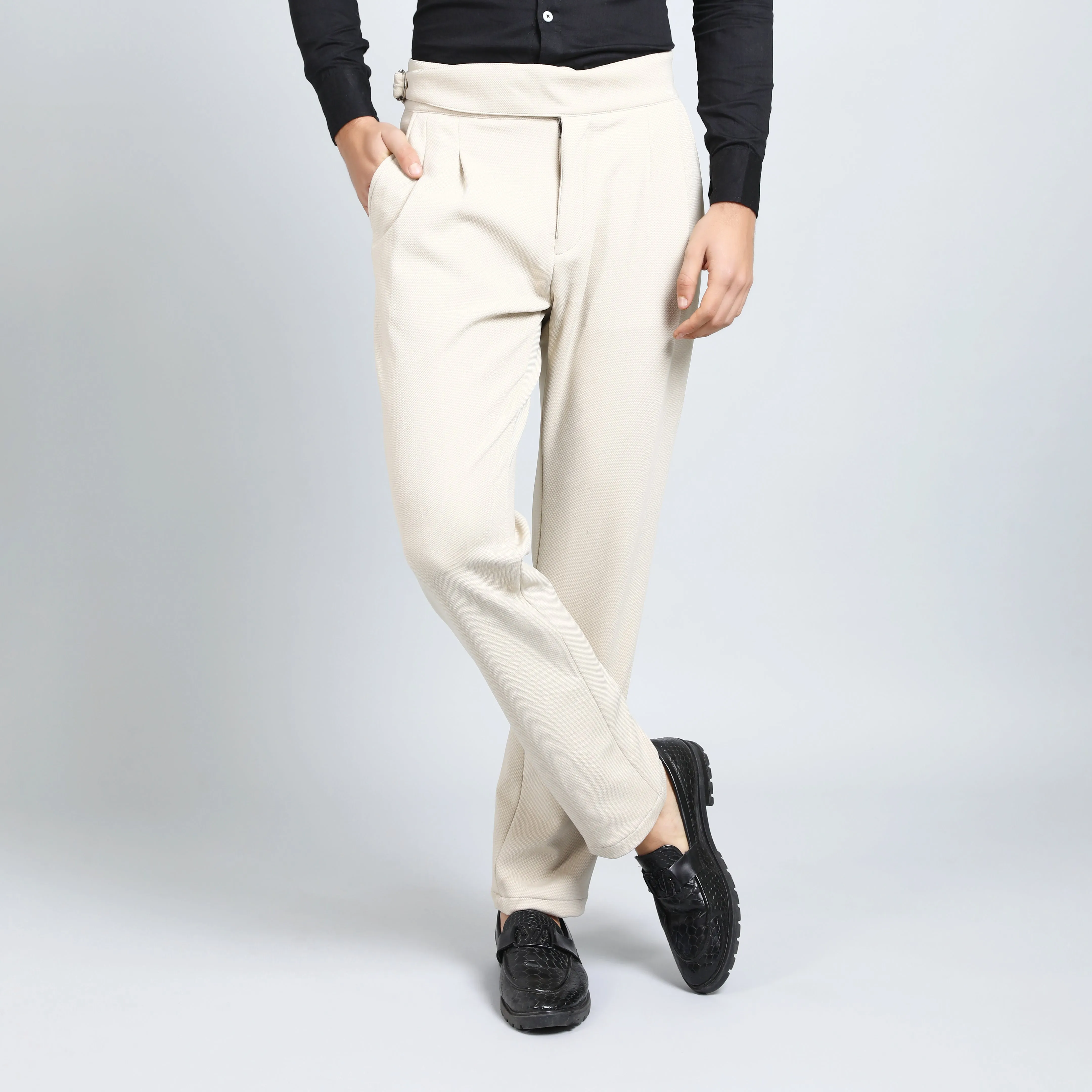 CANNOLI CREAM SLIM FIT GURKHA TROUSERS