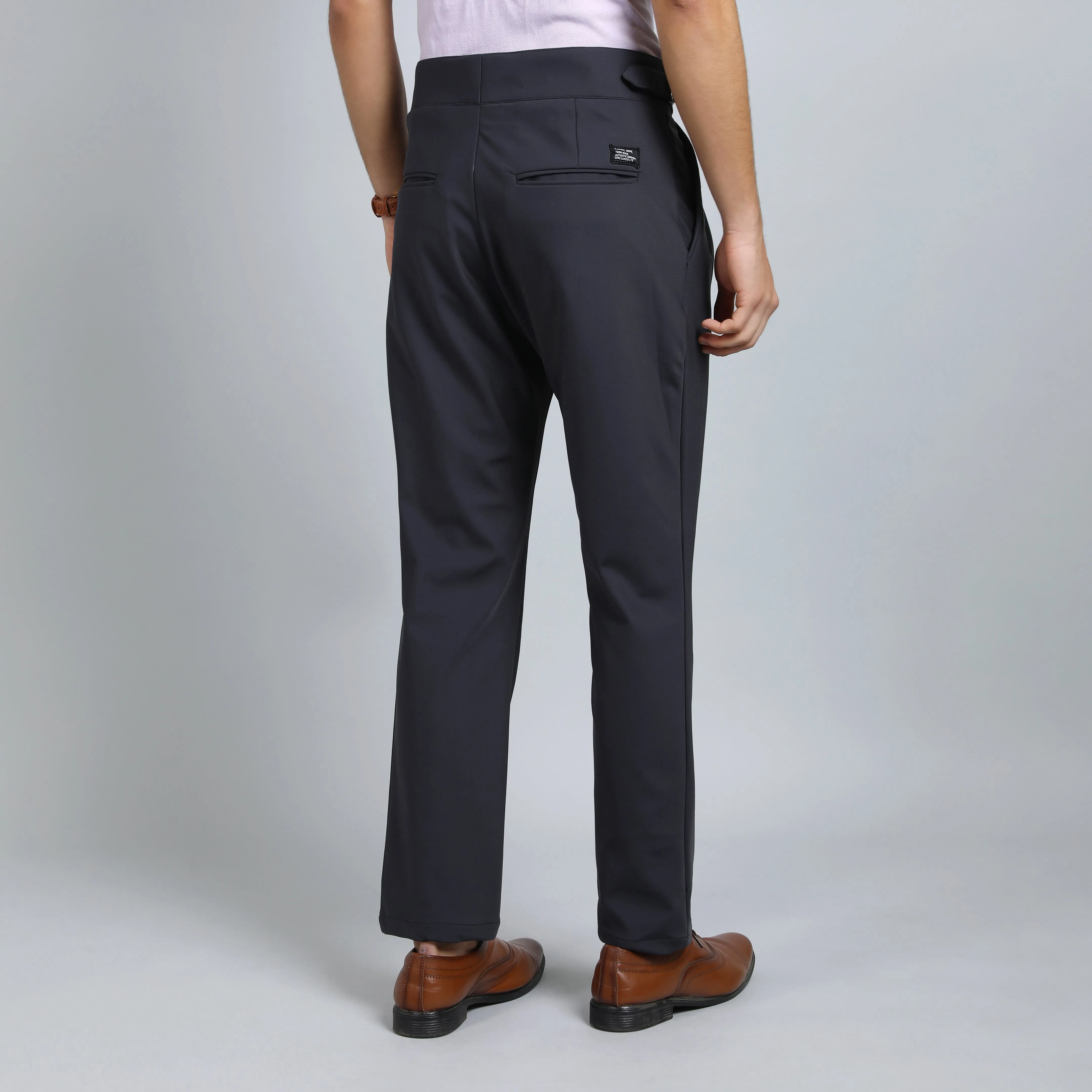 OYSTER BLACK GREY SLIM FIT GURKHA TROUSERS