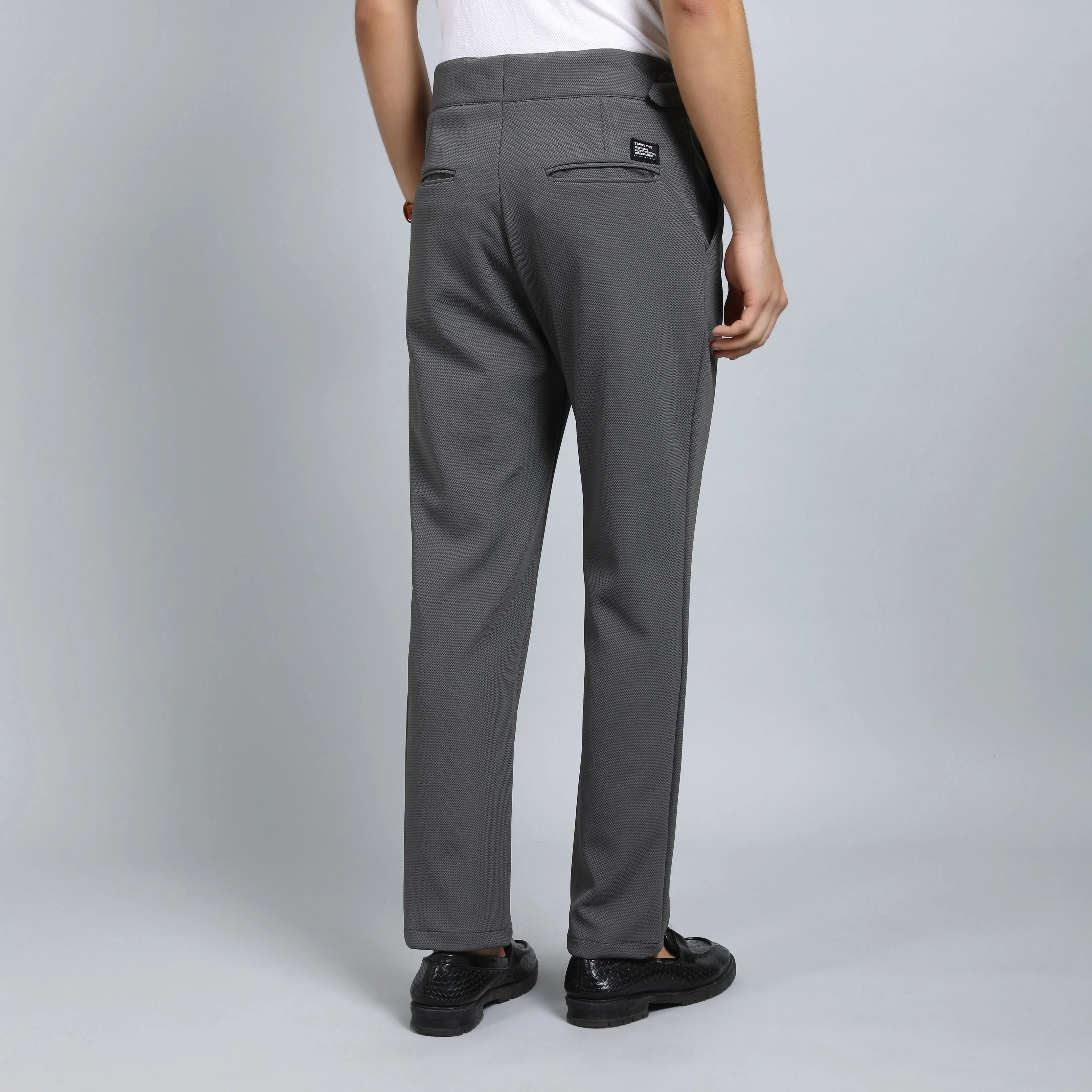 DARK GREY SLIM FIT GURKHA TROUSERS