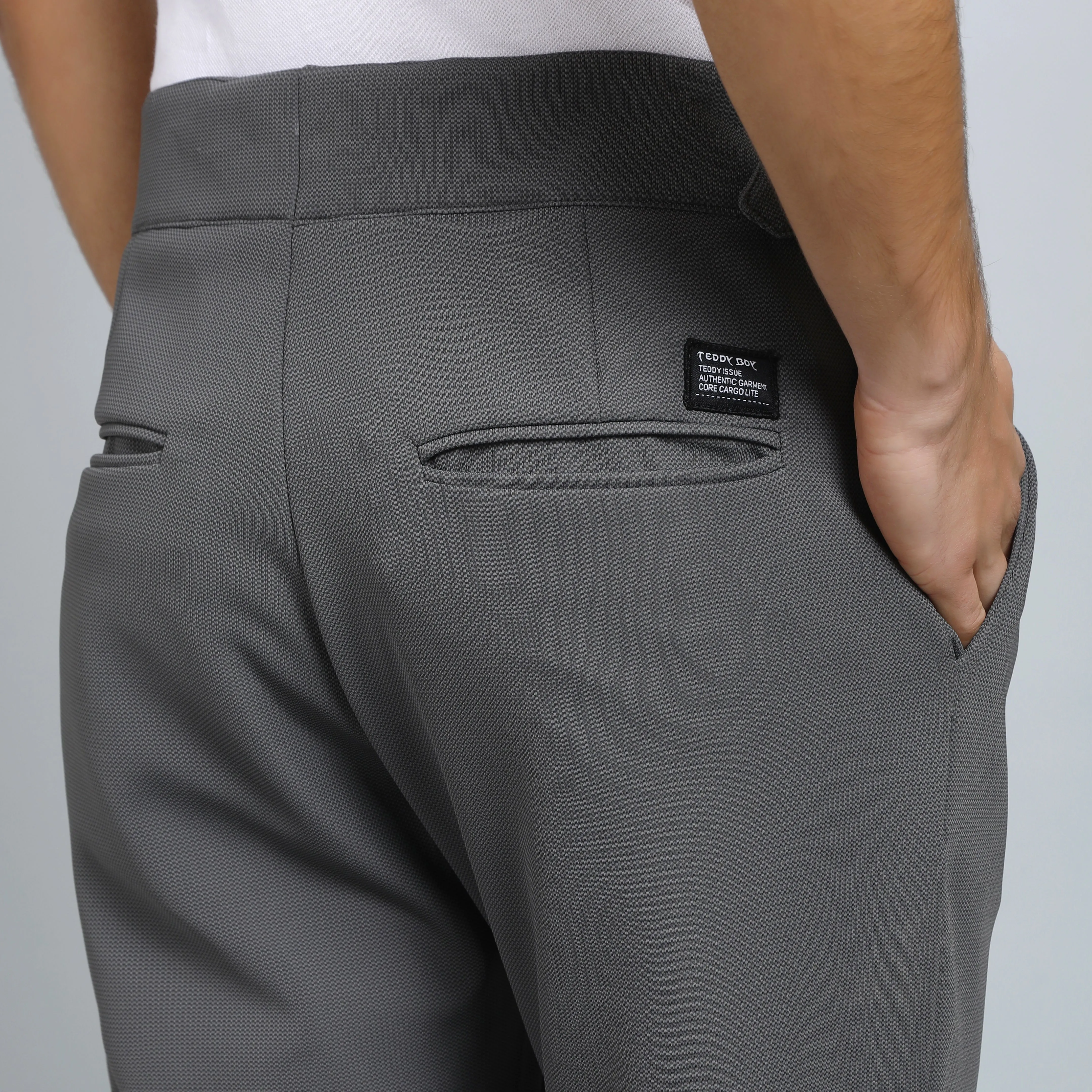 DARK GREY SLIM FIT GURKHA TROUSERS