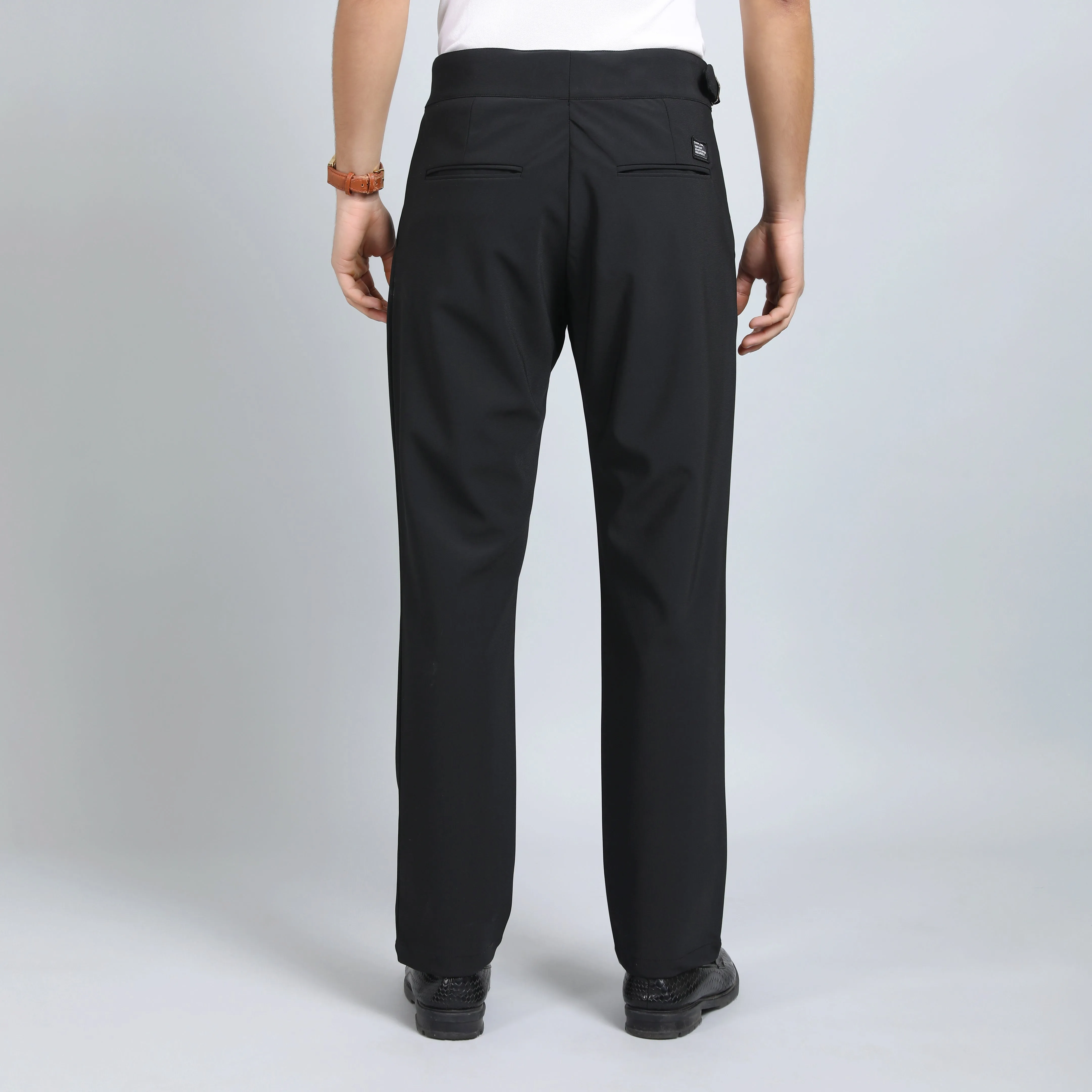 OYSTER BLACK SLIM FIT GURKHA TROUSERS