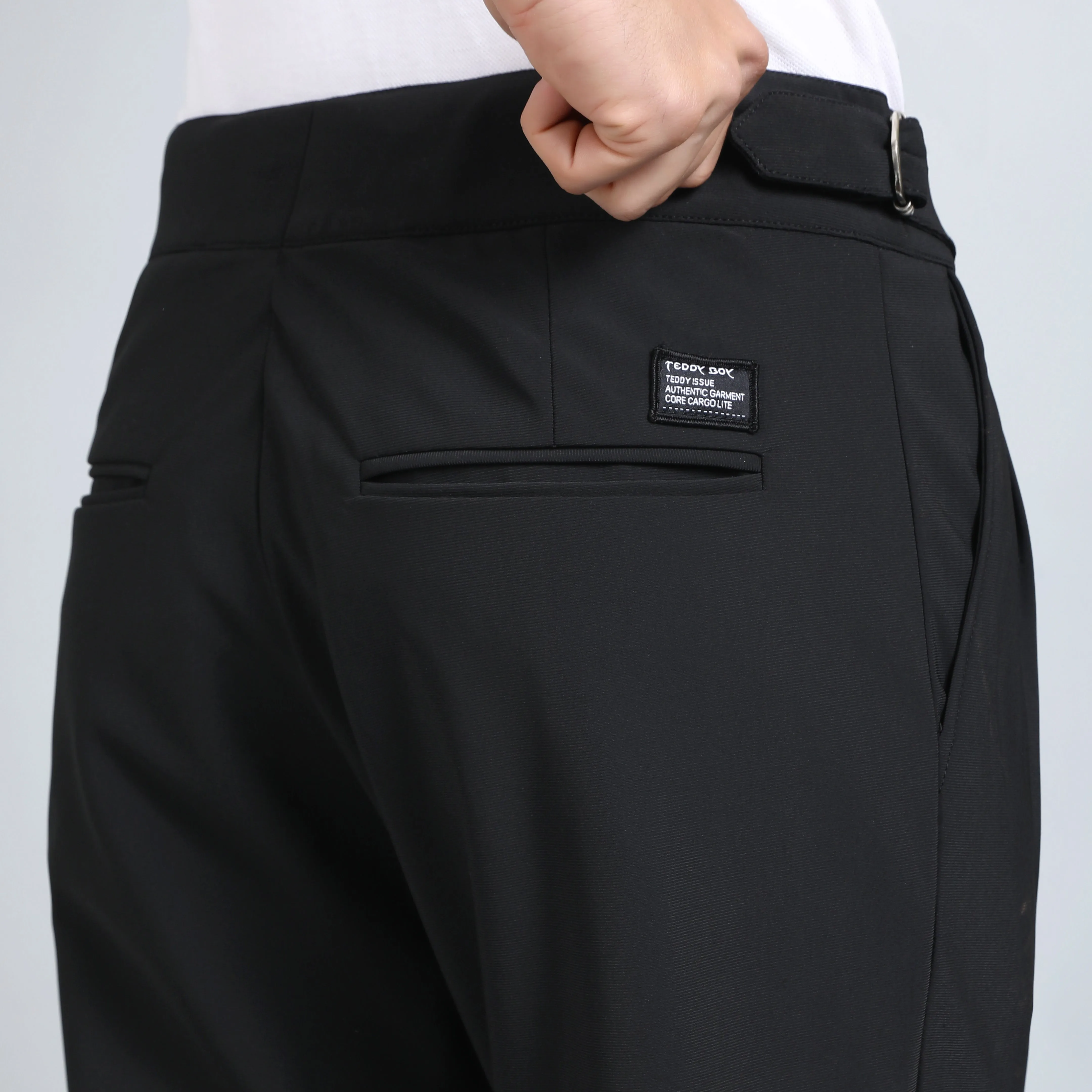 OYSTER BLACK SLIM FIT GURKHA TROUSERS