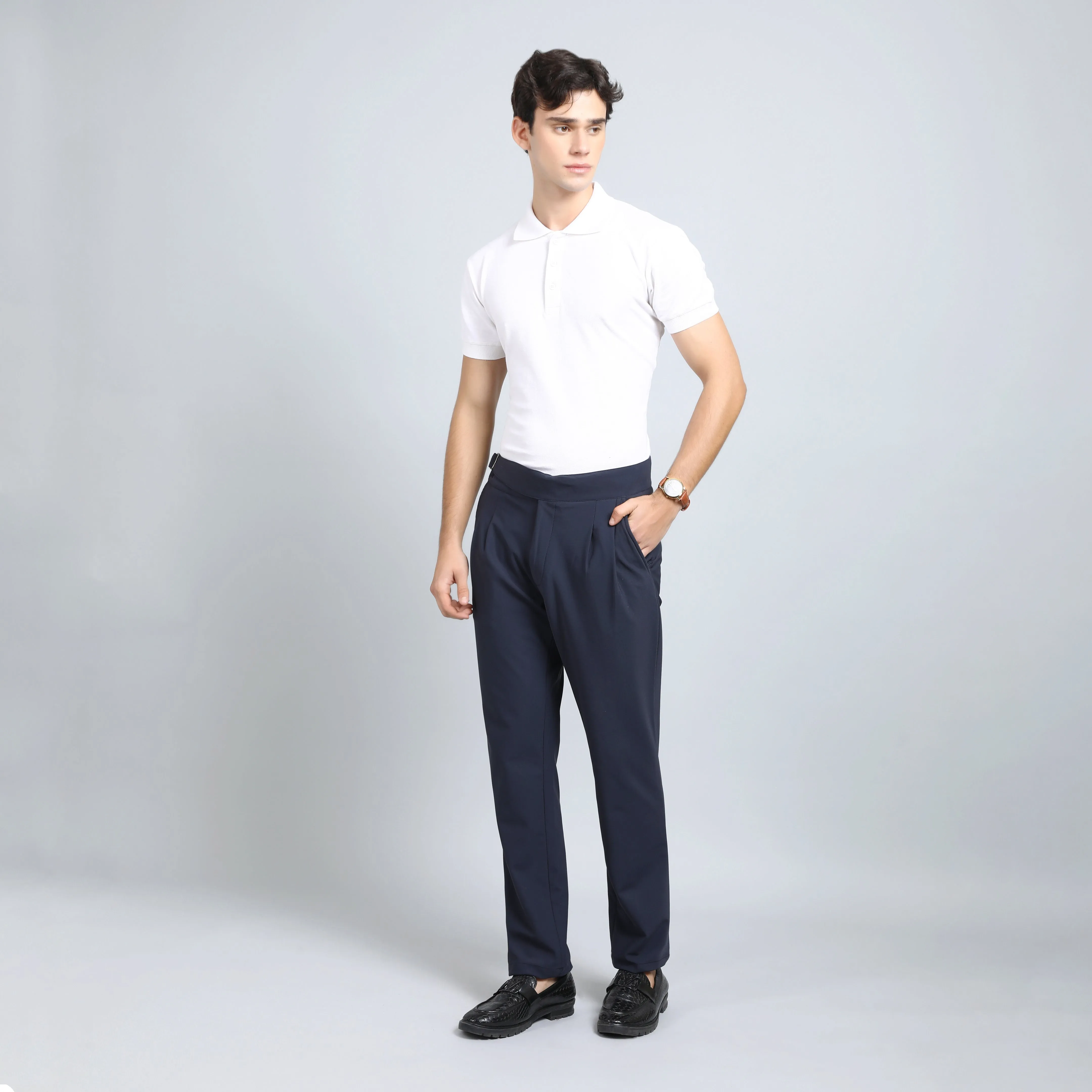 BARITONE NAVY BLUE SLIM  FIT GURKHA TROUSERS