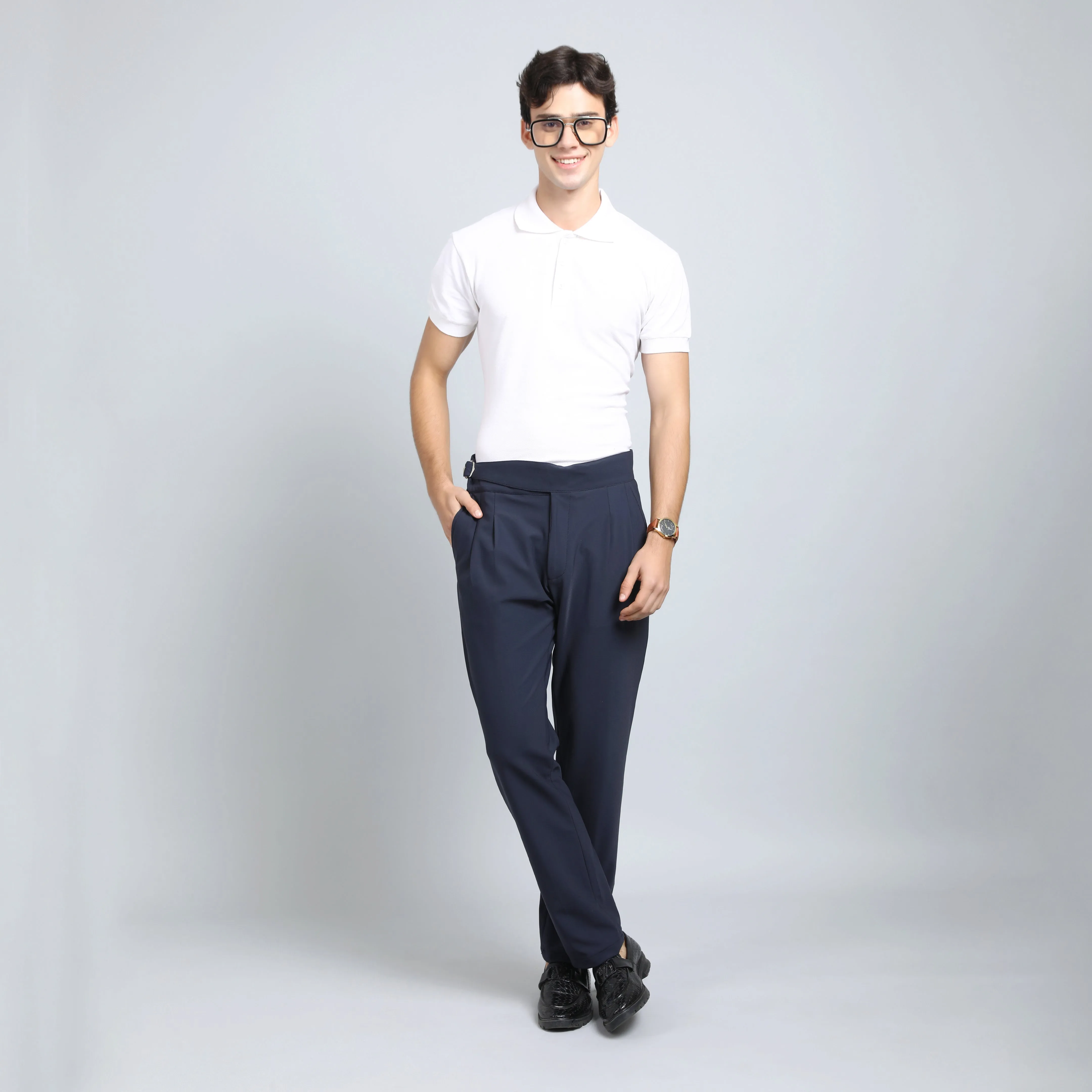BARITONE NAVY BLUE SLIM  FIT GURKHA TROUSERS