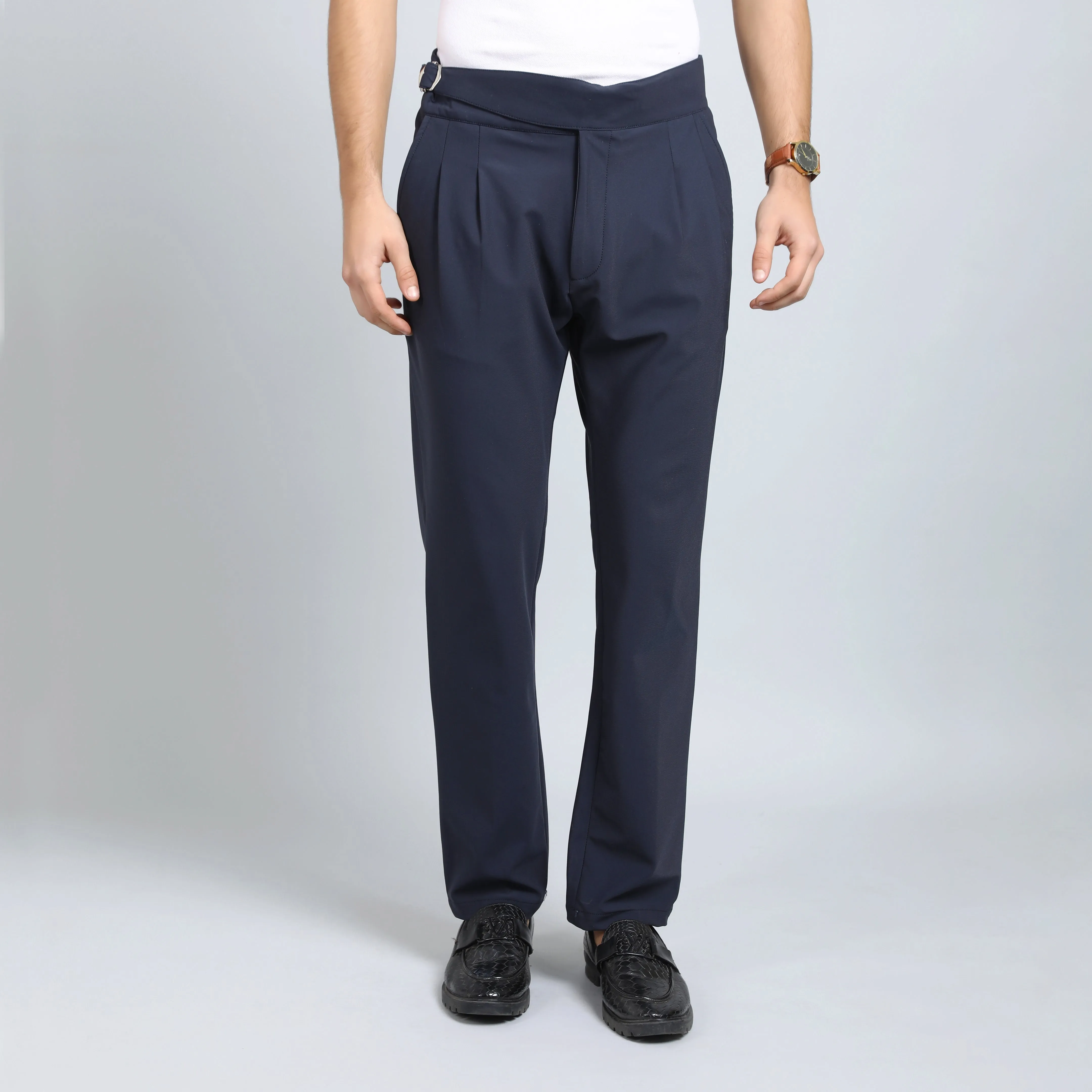 BARITONE NAVY BLUE SLIM  FIT GURKHA TROUSERS
