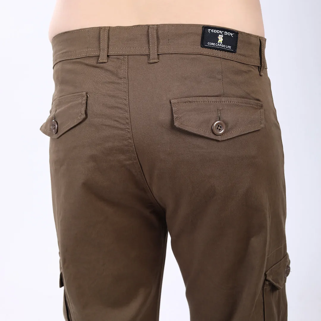 Men's Relaxed Fit Brown Stretch Cotton Cargo Pants – Streetwear Utility Style