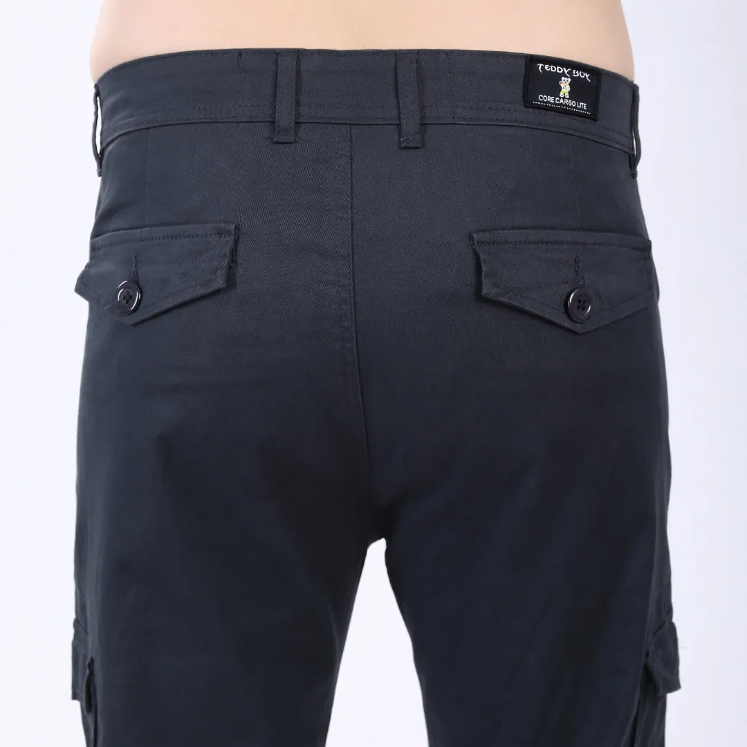 Men's Relaxed Fit Dark Grey Stretch Cotton Cargo Pants – Streetwear Utility Style