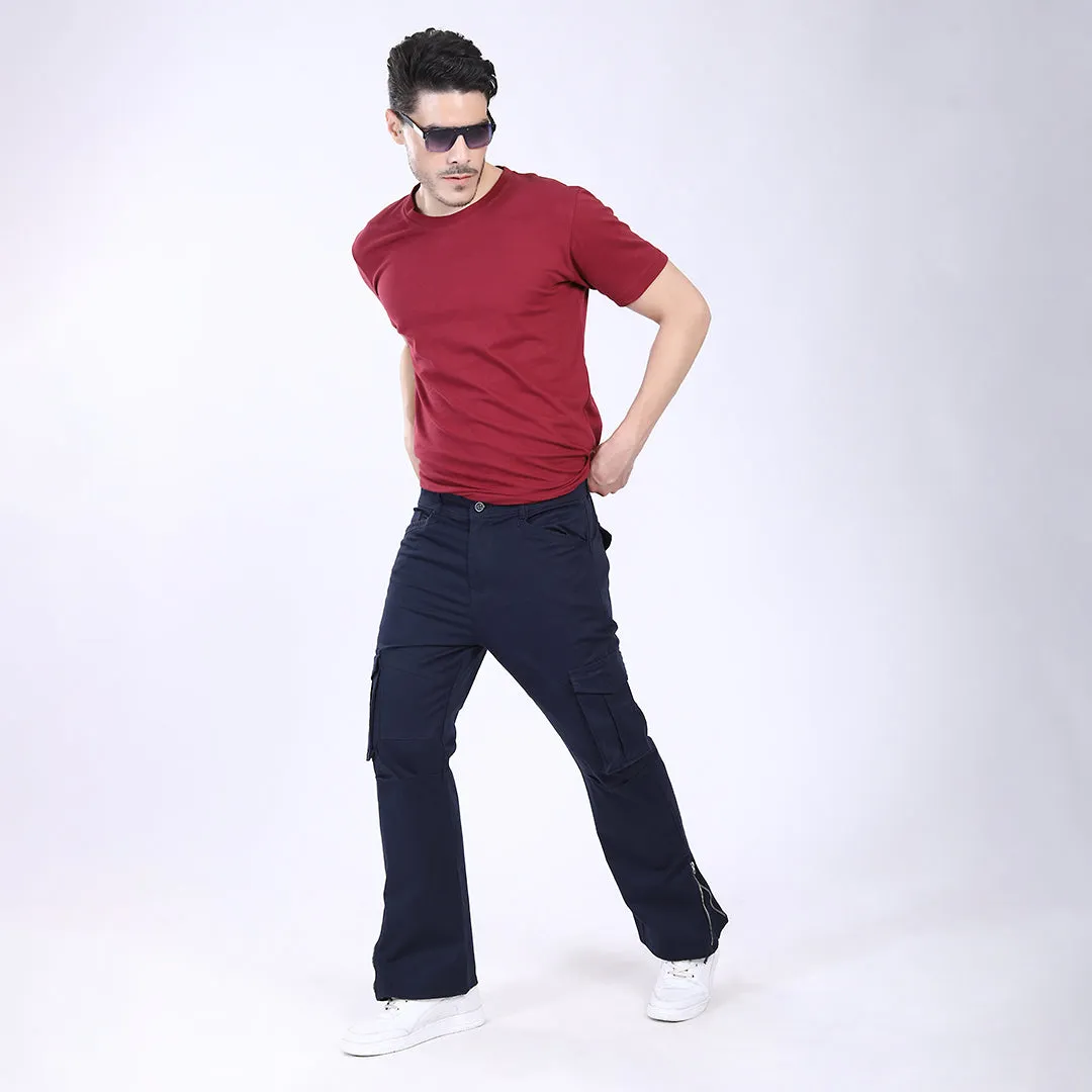 Men's Relaxed Fit Navy Stretch Cotton Cargo Pants – Streetwear Utility Style