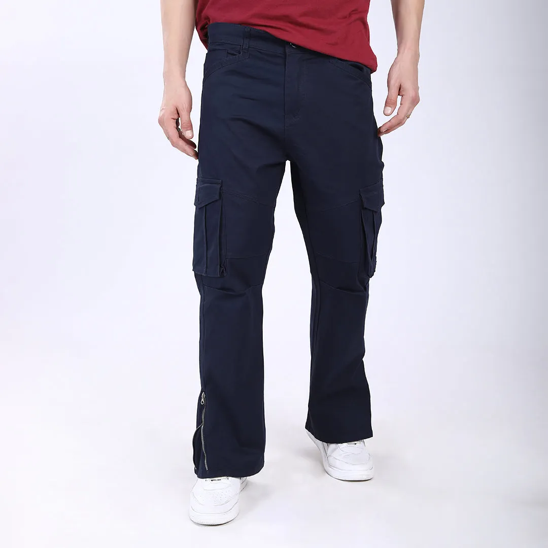 Men's Relaxed Fit Navy Stretch Cotton Cargo Pants – Streetwear Utility Style