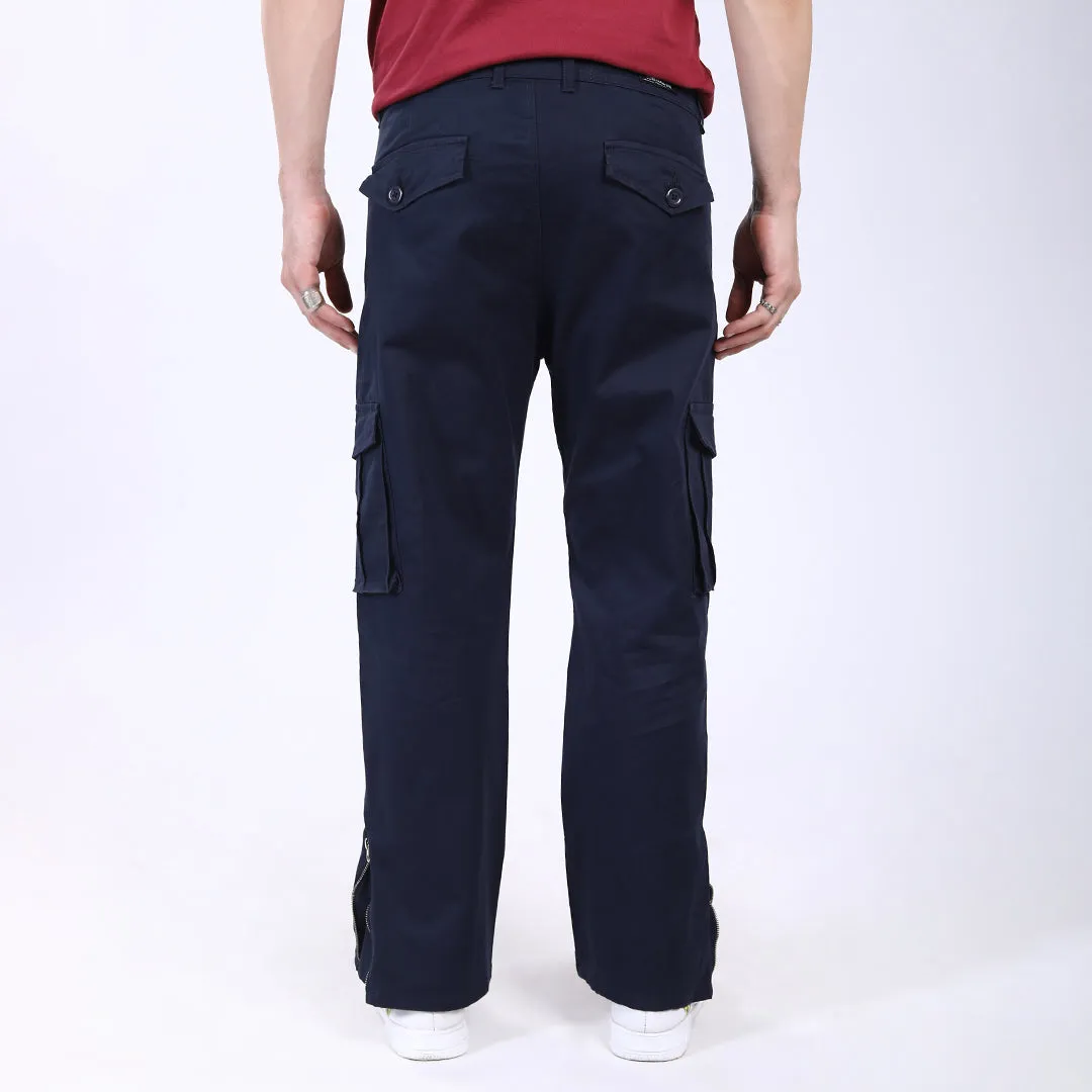 Men's Relaxed Fit Navy Stretch Cotton Cargo Pants – Streetwear Utility Style
