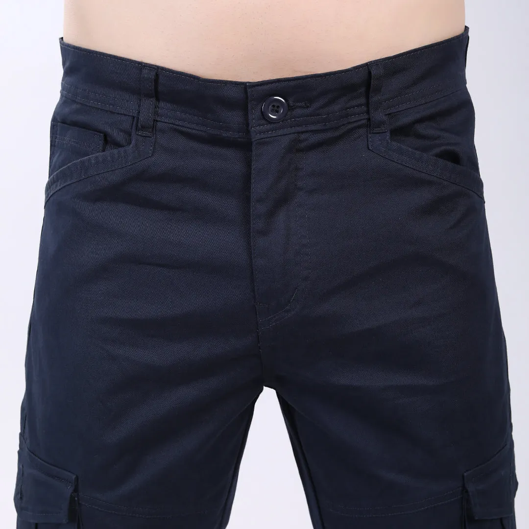 Men's Relaxed Fit Navy Stretch Cotton Cargo Pants – Streetwear Utility Style