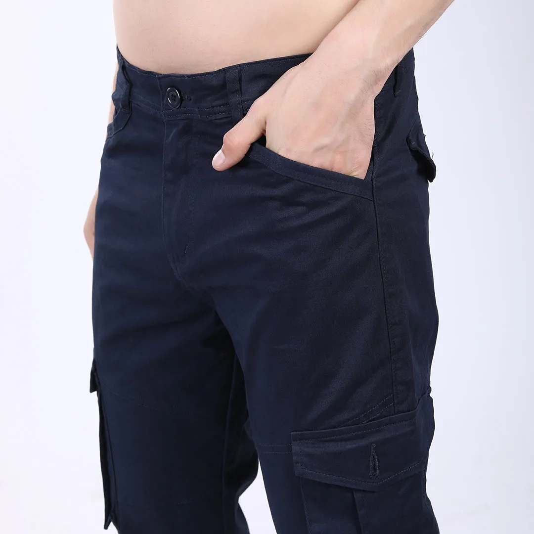 Men's Relaxed Fit Navy Stretch Cotton Cargo Pants – Streetwear Utility Style