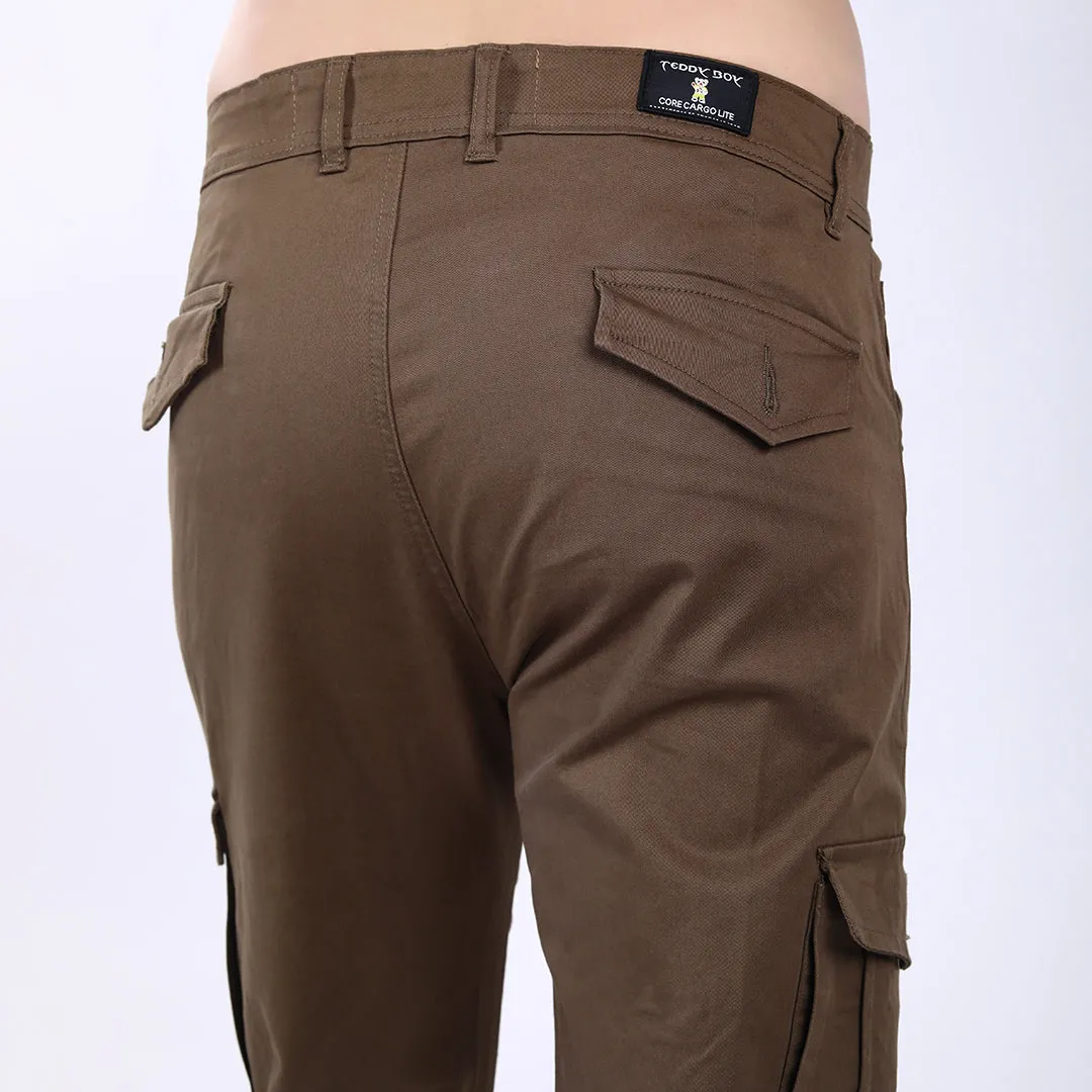 Men's Relaxed Fit Dark Brown Stretch Cotton Cargo Pants – Streetwear Utility Style