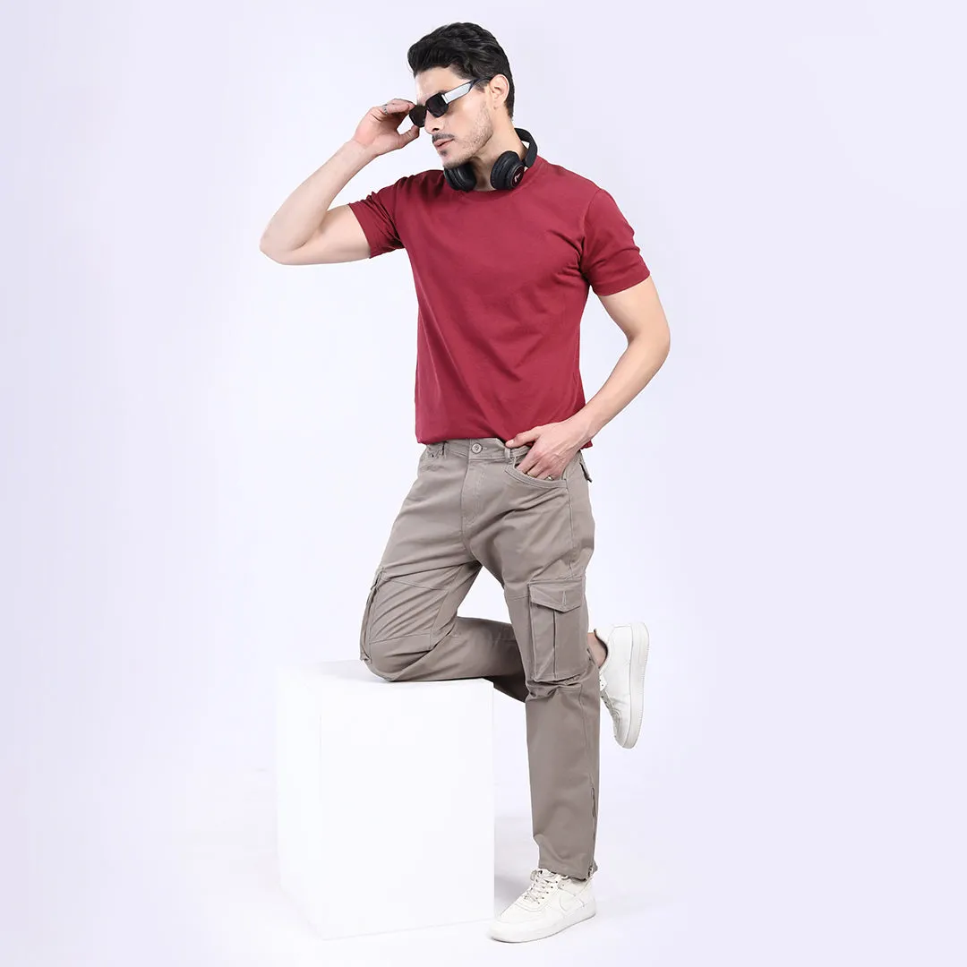 Men's Relaxed Fit Grey Stretch Cotton Cargo Pants – Streetwear Utility Style