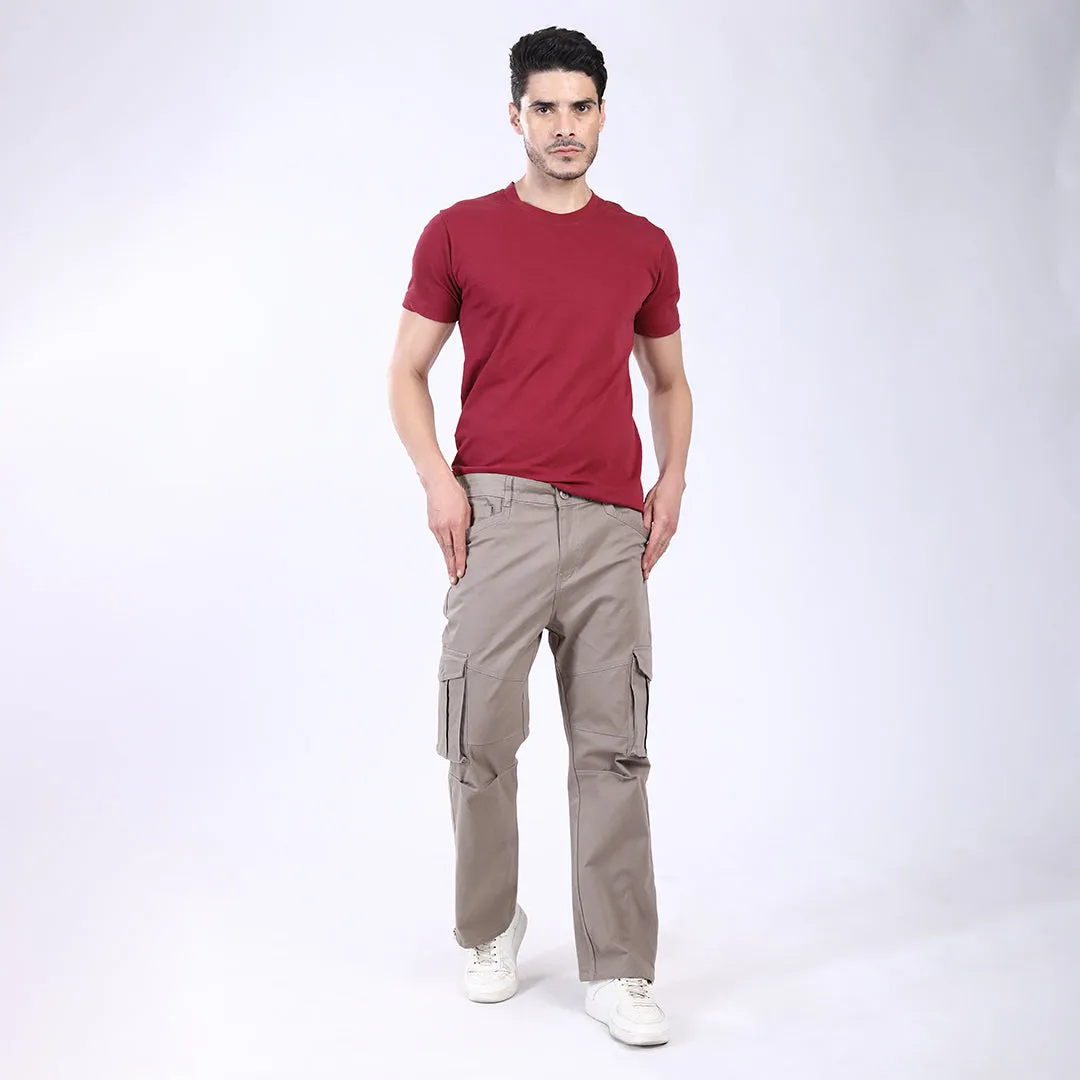 Men's Relaxed Fit Grey Stretch Cotton Cargo Pants – Streetwear Utility Style