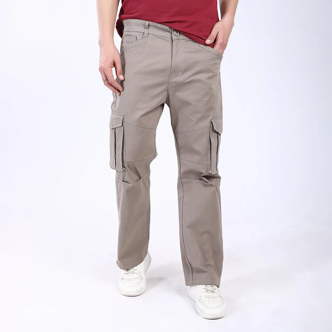 Men's Relaxed Fit Grey Stretch Cotton Cargo Pants – Streetwear Utility Style