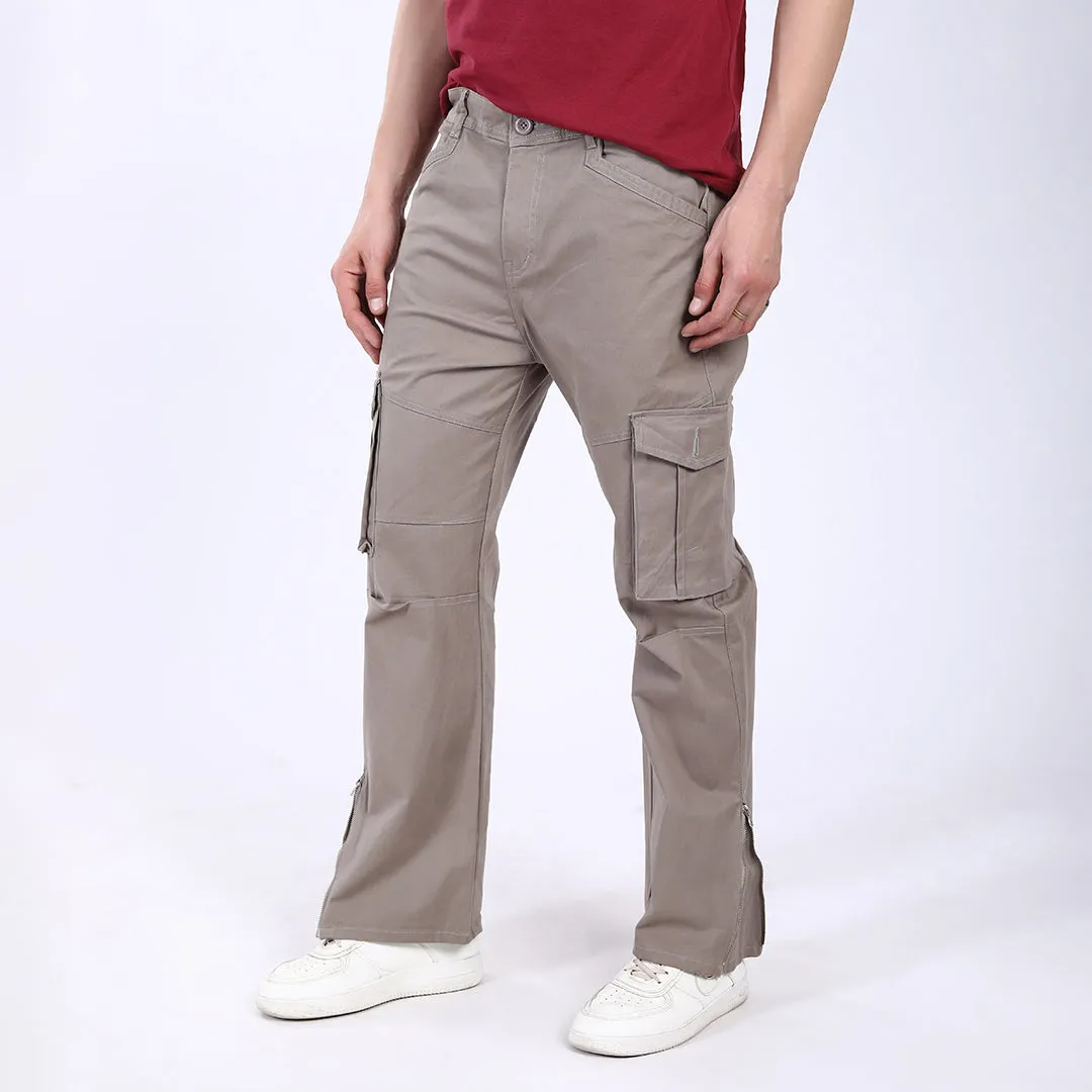 Men's Relaxed Fit Grey Stretch Cotton Cargo Pants – Streetwear Utility Style