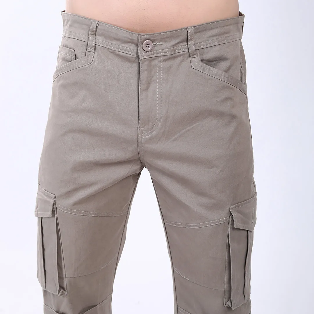 Men's Relaxed Fit Grey Stretch Cotton Cargo Pants – Streetwear Utility Style