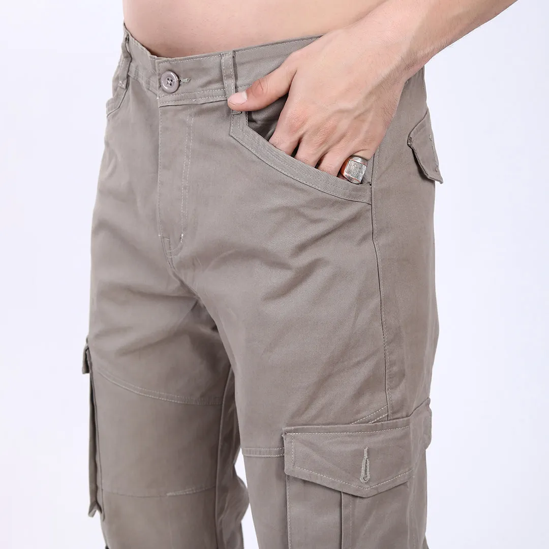 Men's Relaxed Fit Grey Stretch Cotton Cargo Pants – Streetwear Utility Style