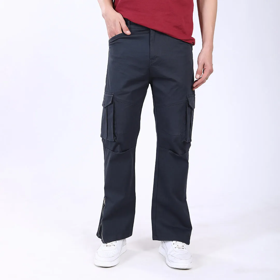 Men's Relaxed Fit Navy Blue Stretch Cotton Cargo Pants – Streetwear Utility Style