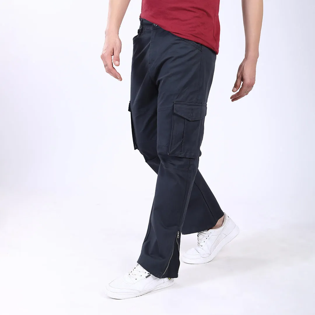 Men's Relaxed Fit Navy Blue Stretch Cotton Cargo Pants – Streetwear Utility Style
