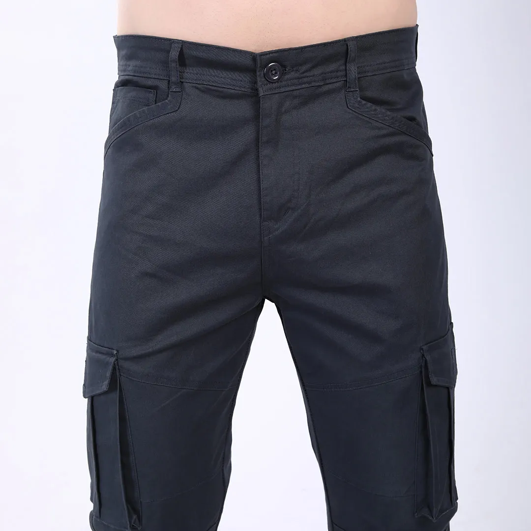 Men's Relaxed Fit Navy Blue Stretch Cotton Cargo Pants – Streetwear Utility Style