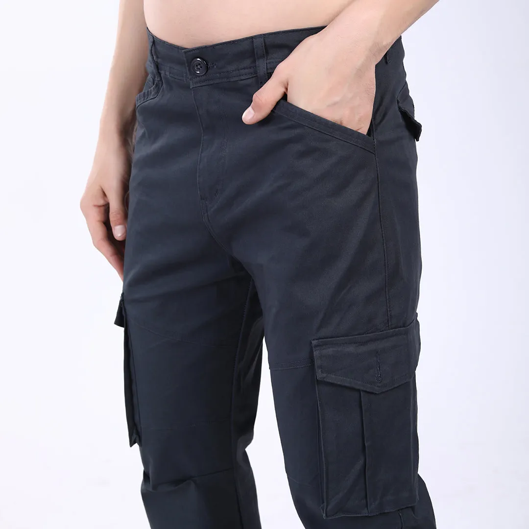 Men's Relaxed Fit Navy Blue Stretch Cotton Cargo Pants – Streetwear Utility Style
