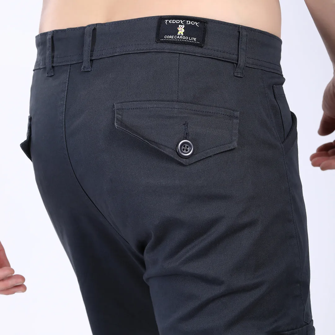 Men's Relaxed Fit Navy Blue Stretch Cotton Cargo Pants – Streetwear Utility Style