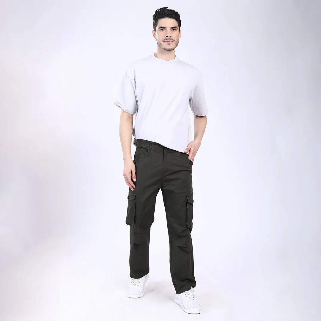 Men's Relaxed Fit Dark Grey Stretch Cotton Cargo Pants – Streetwear Utility Style